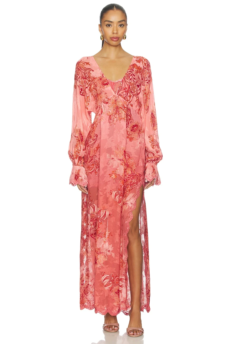 Kaftan Maxi Dress With Printed Slip - 1