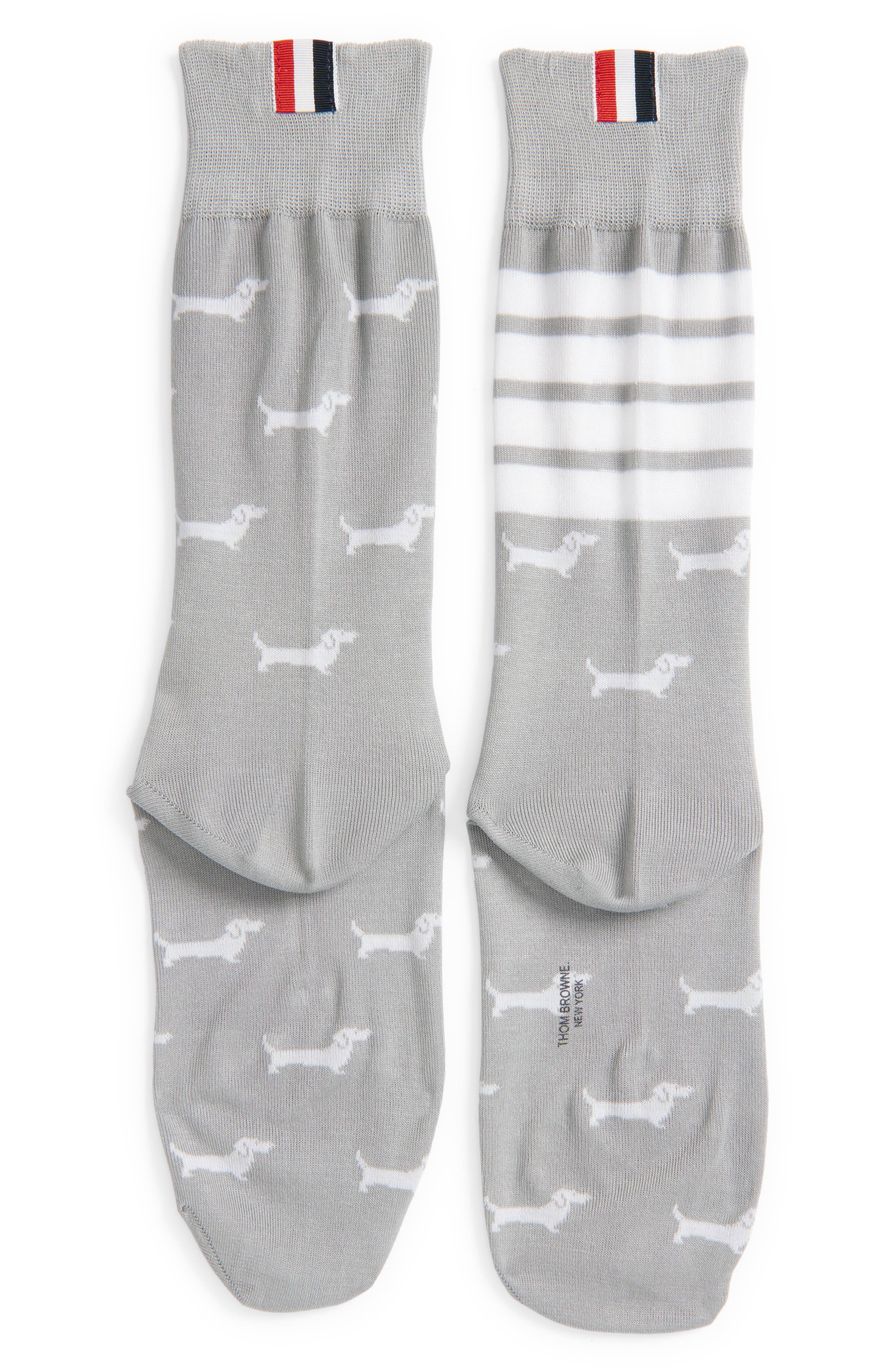 Thom Browne 4-Bar Hector Jacquard Crew Socks in Light Grey at Nordstrom - 3