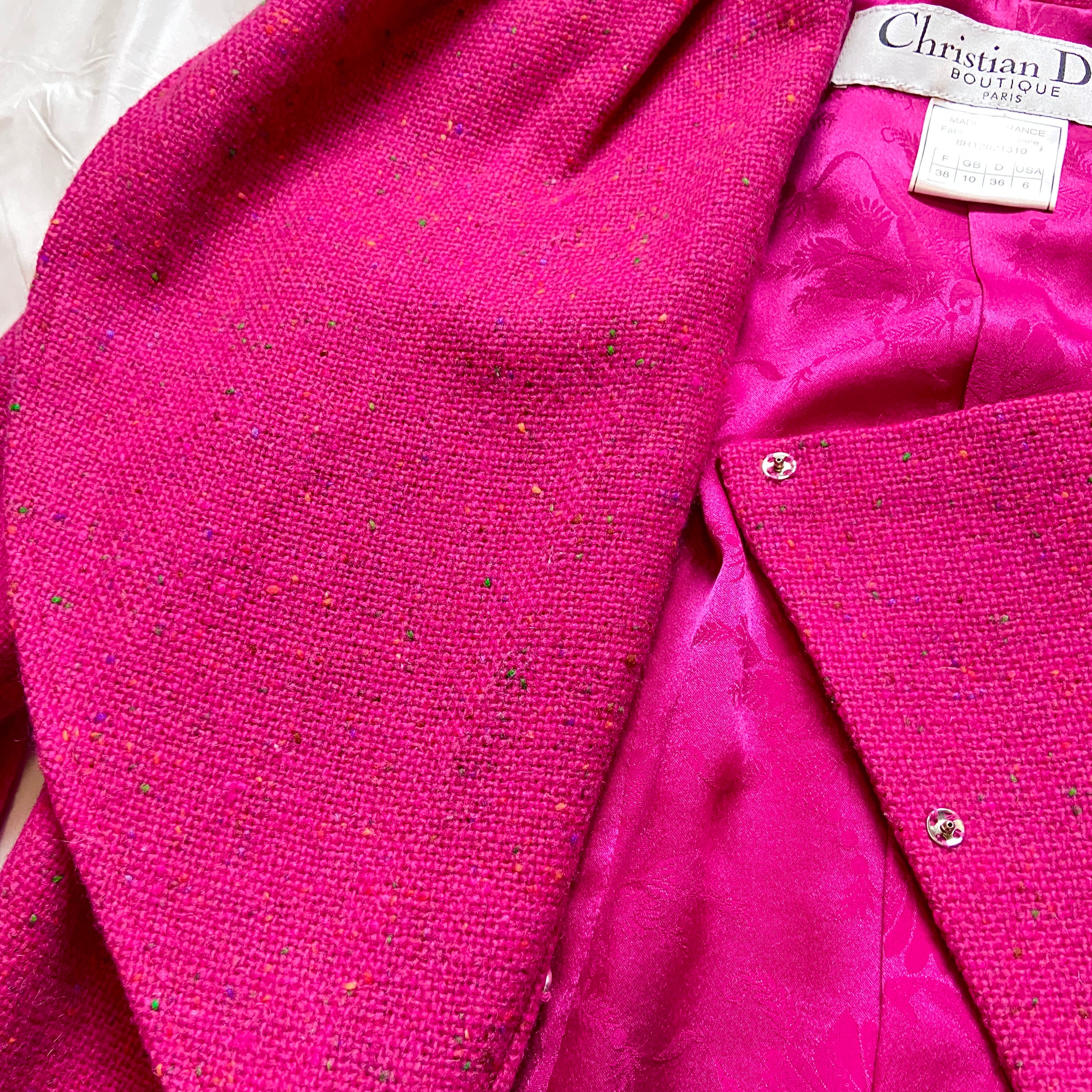Dior fw1998 galliano pink sprinkle wool blazer coat bar jacket - 19
