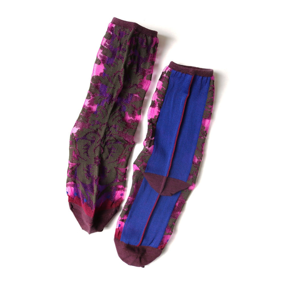 200YARNS DAMASK SEE-THROUGH SOCKS - RED - 2