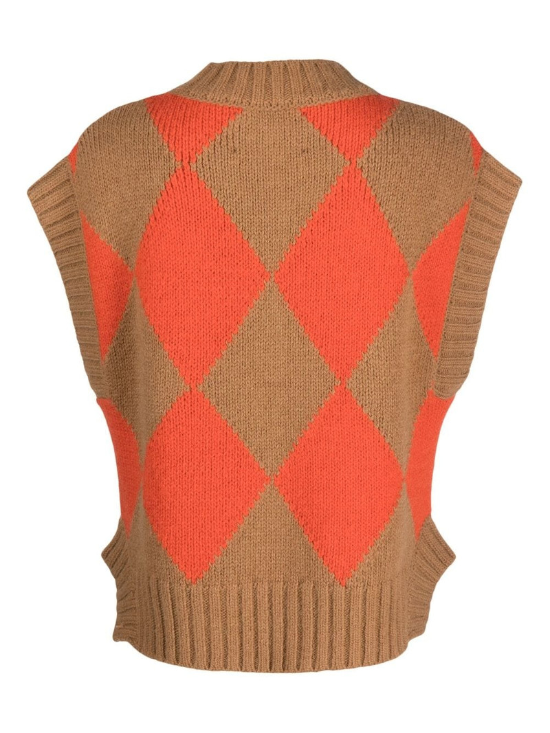 La DoubleJ argyle-print knitted vest outlook