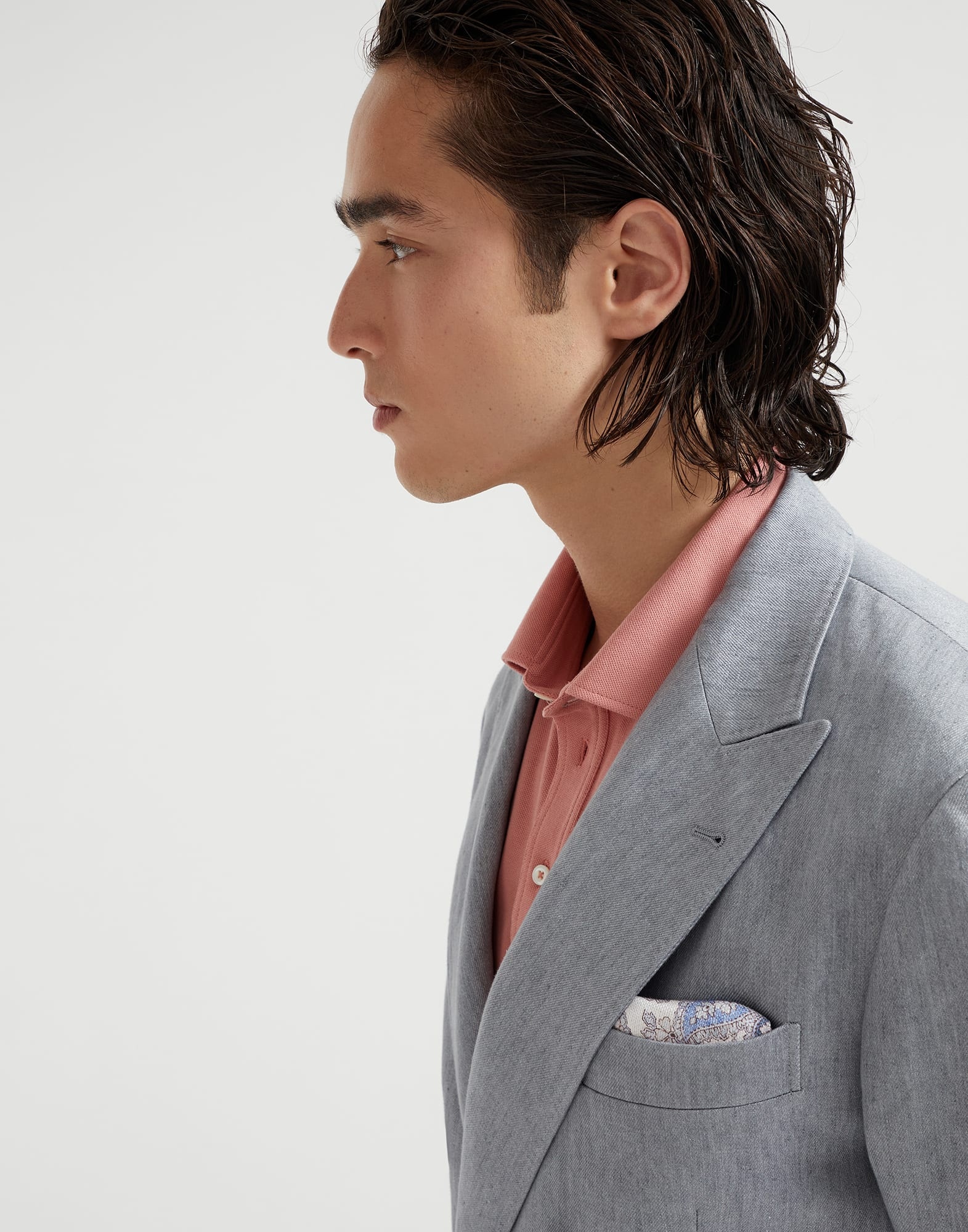 Double face linen and silk pocket square with paisley design - 3