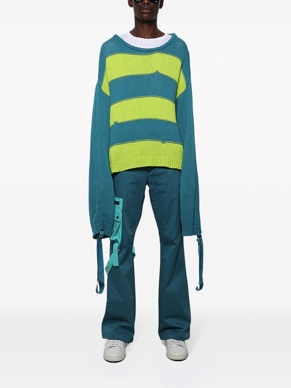 striped extra long-sleeves jumper - 2