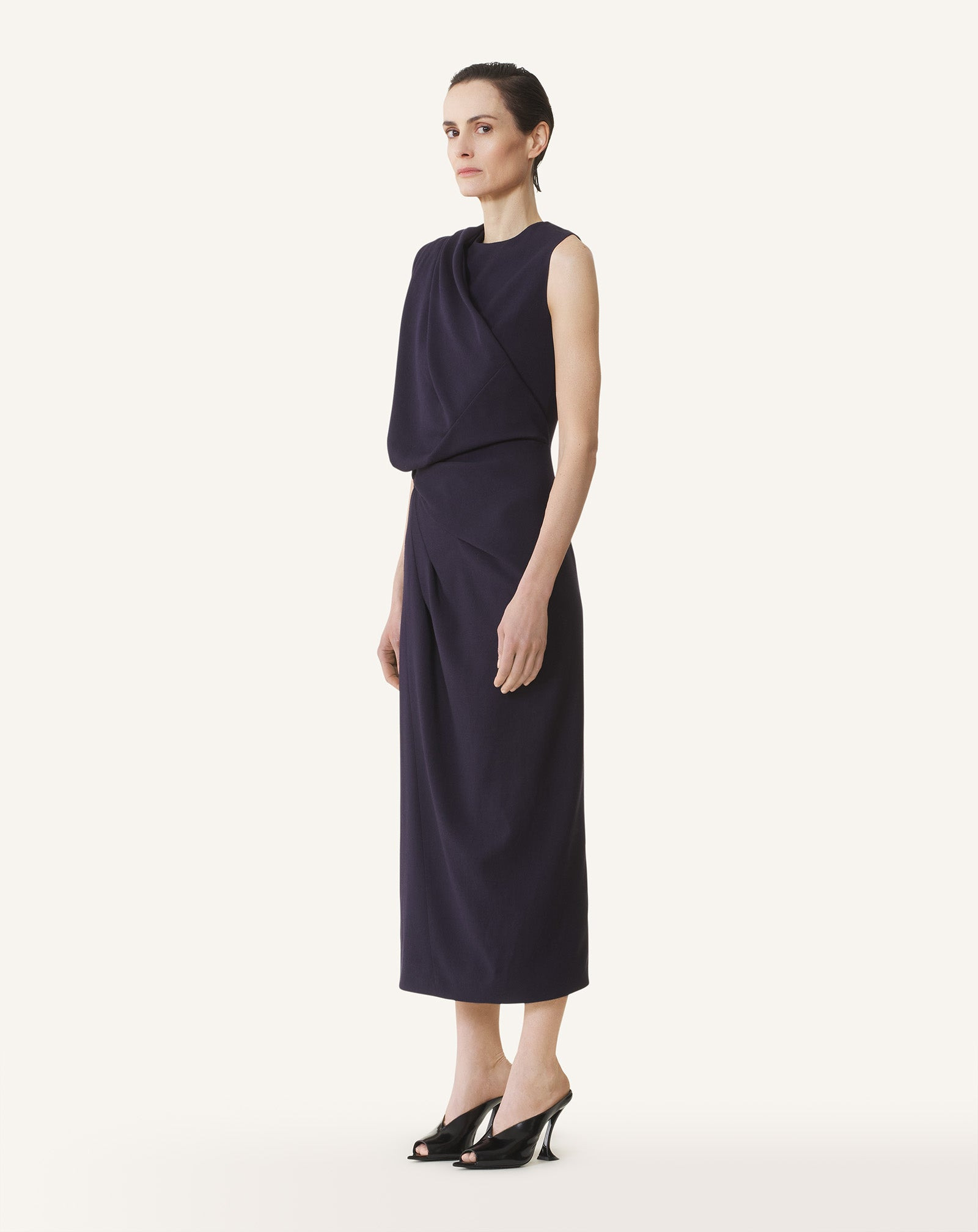 DRAPED SHOULDER DRESS - 3