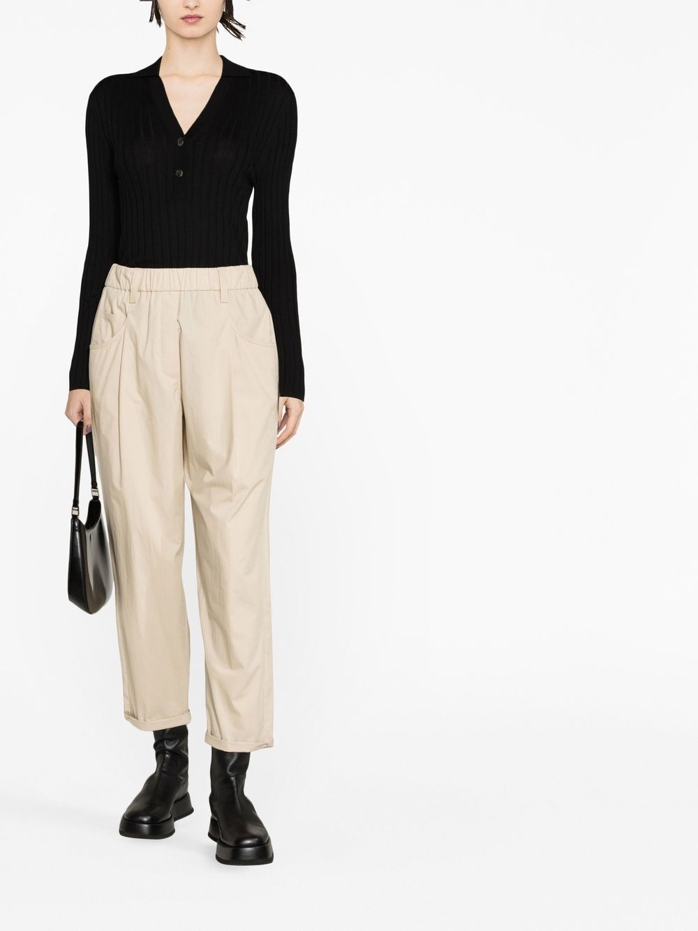 パンツ BRUNELLO CUCINELLI COVER BAGGY TROUSERS WITH SHINY BARTACK Brunello Cucinelli Stretch cotton cover baggy pull-on