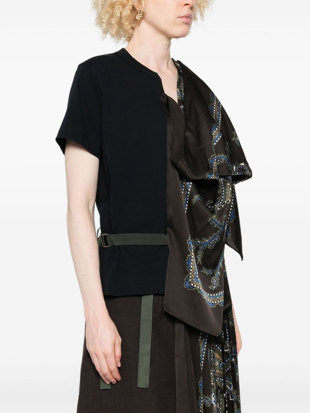 paisley-print panel top - 3