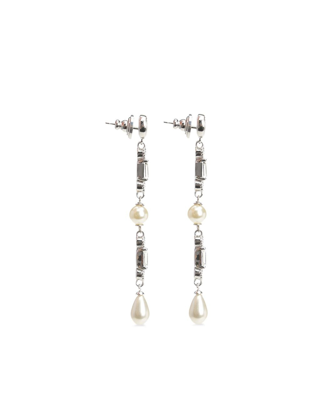 crystal-pearl drop earrings - 2