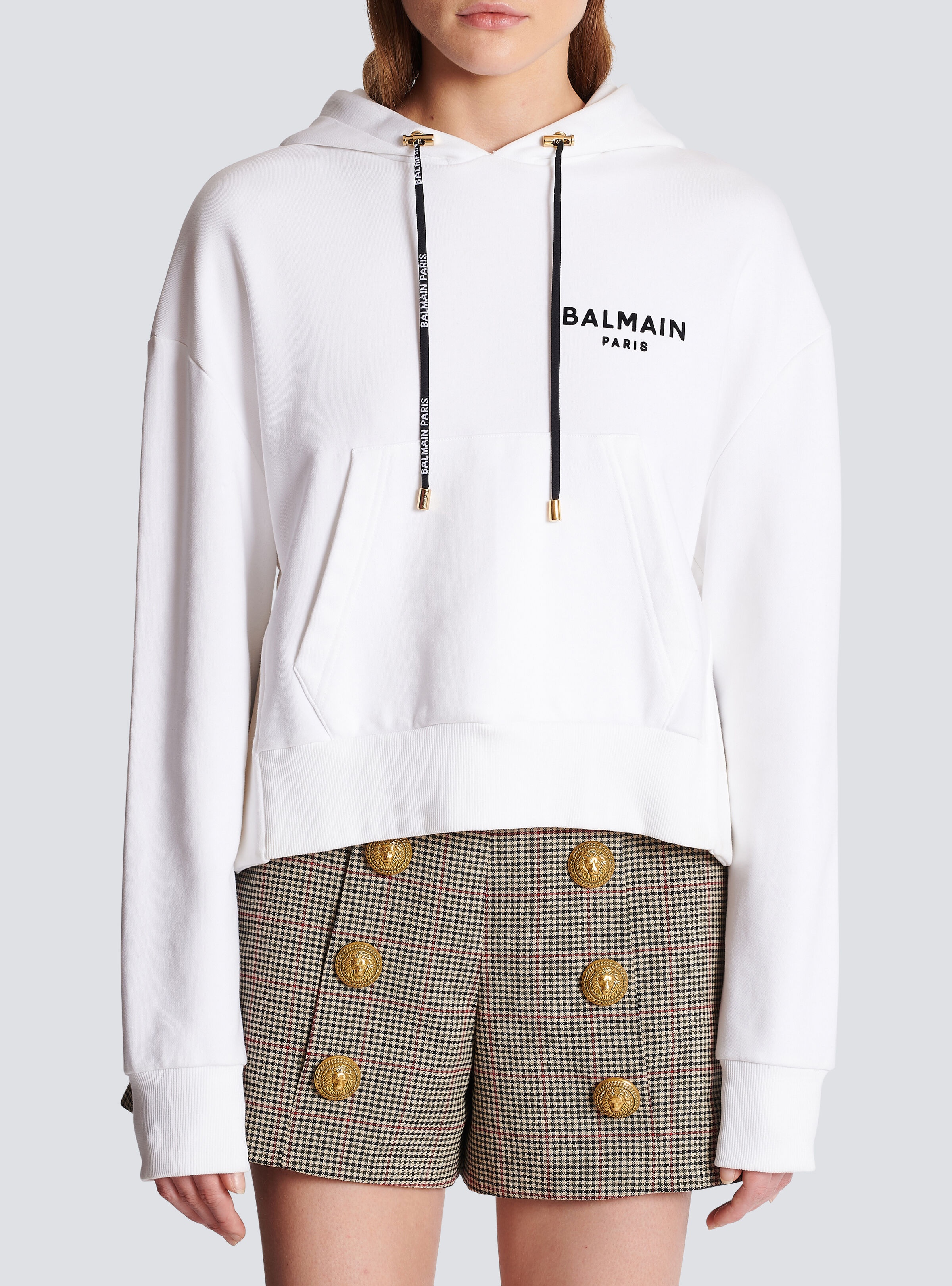 Flocked Balmain Paris hoodie - 5