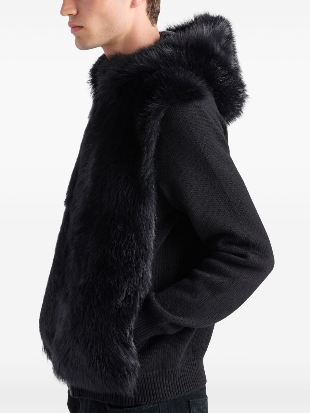 faux-fur hooded cardigan - 4