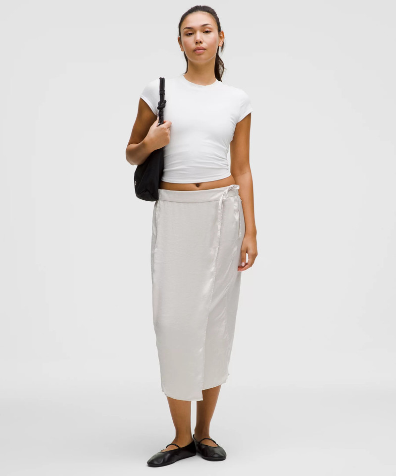Logo Charm Satin Waist-Tie Midi Skirt 1
