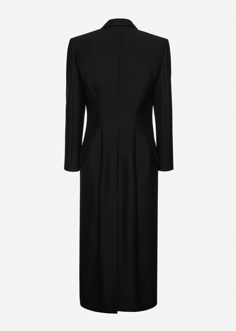 Single-breasted wool and mohair coat in black 2