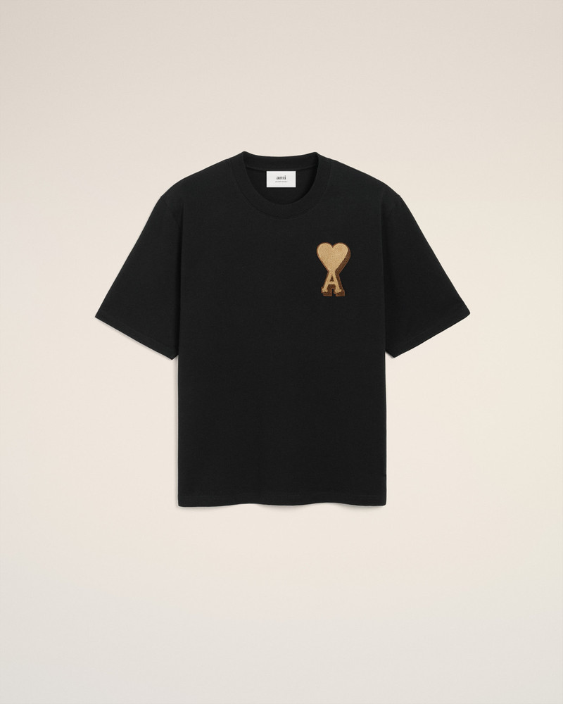 BLACK COTTON AMI DE COEUR T-SHIRT 1