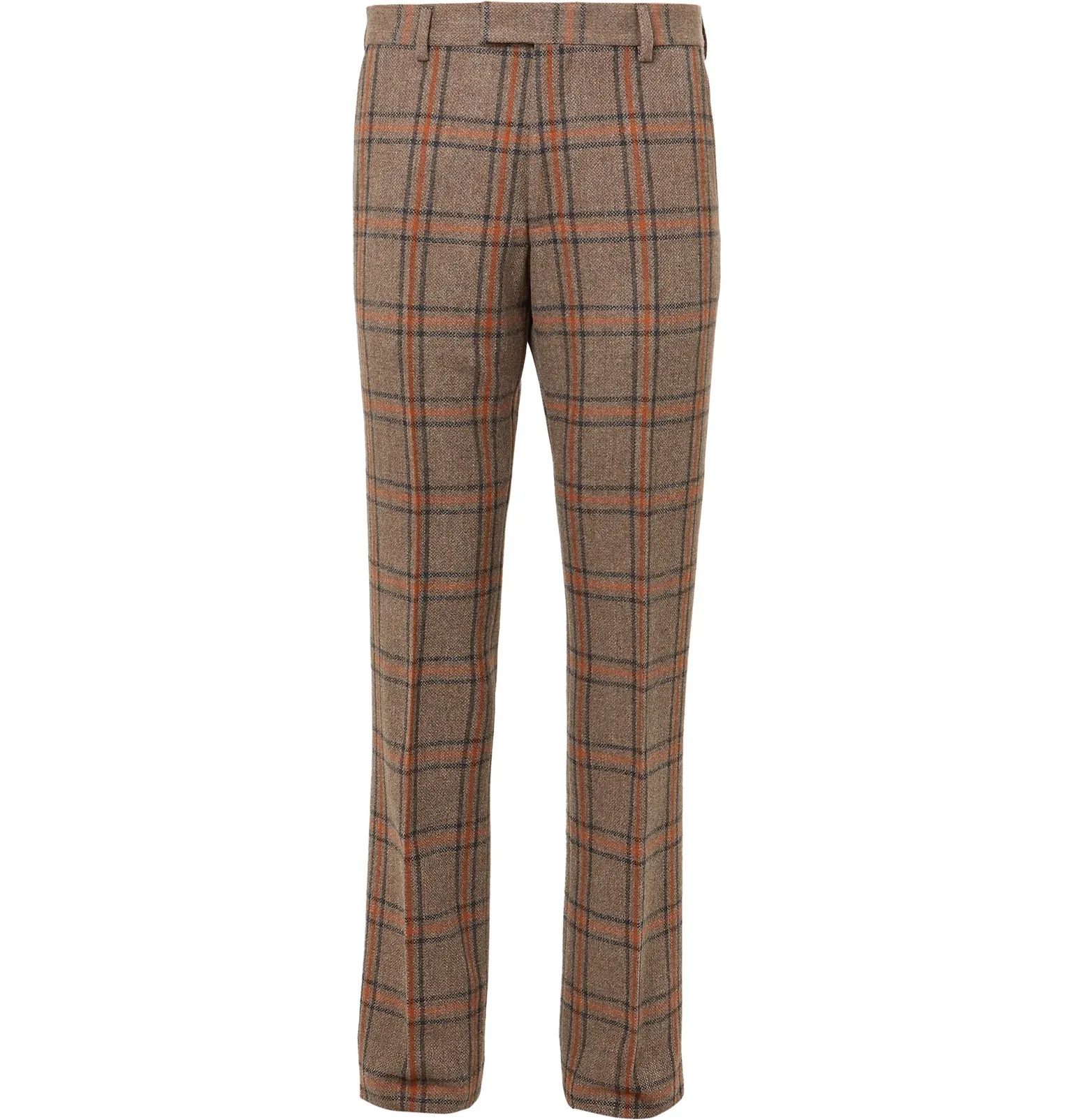 Wide-Leg Checked Wool Trousers - 1