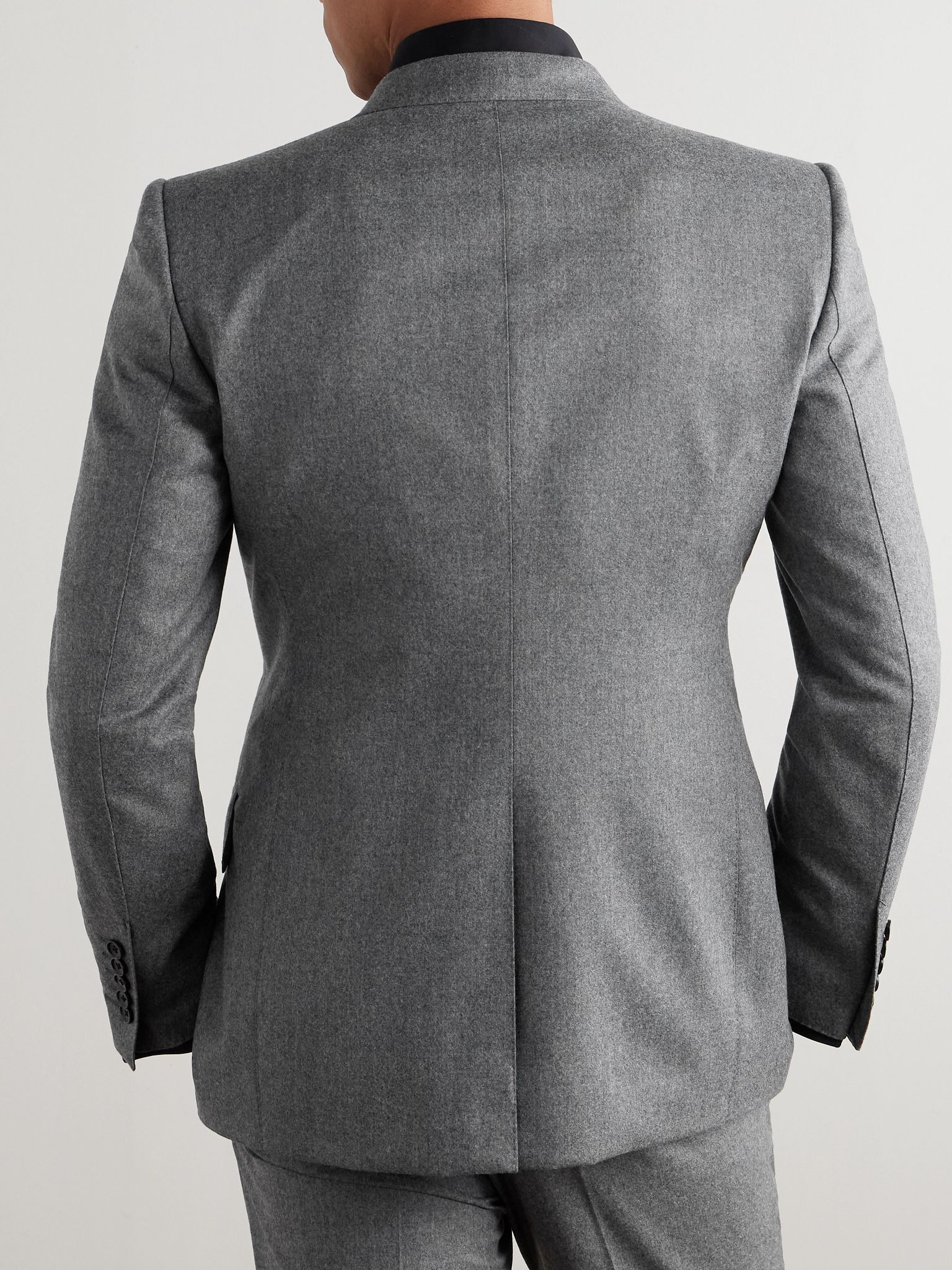 Dyllan Double-Breasted Wool-Flannel Suit Jacket Gray - 3