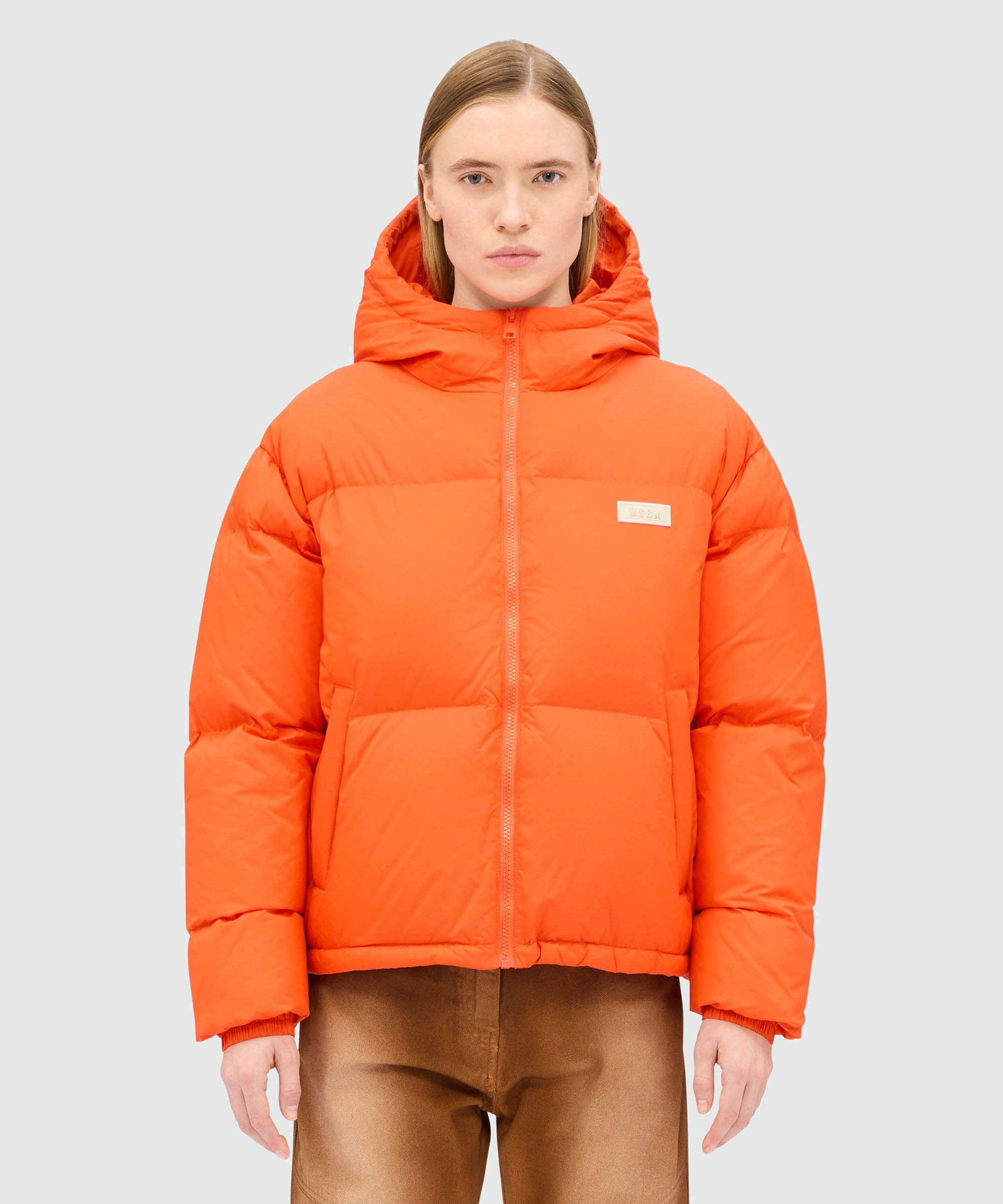 Orange ripstop nylon down jacket - 2