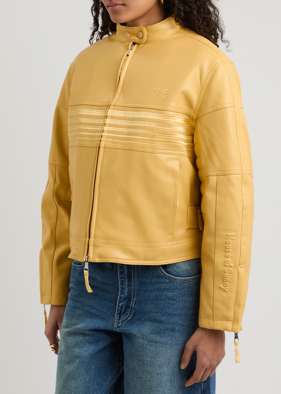 House OF Sunny The Racer Embroidered Faux Leather Jacket - 2
