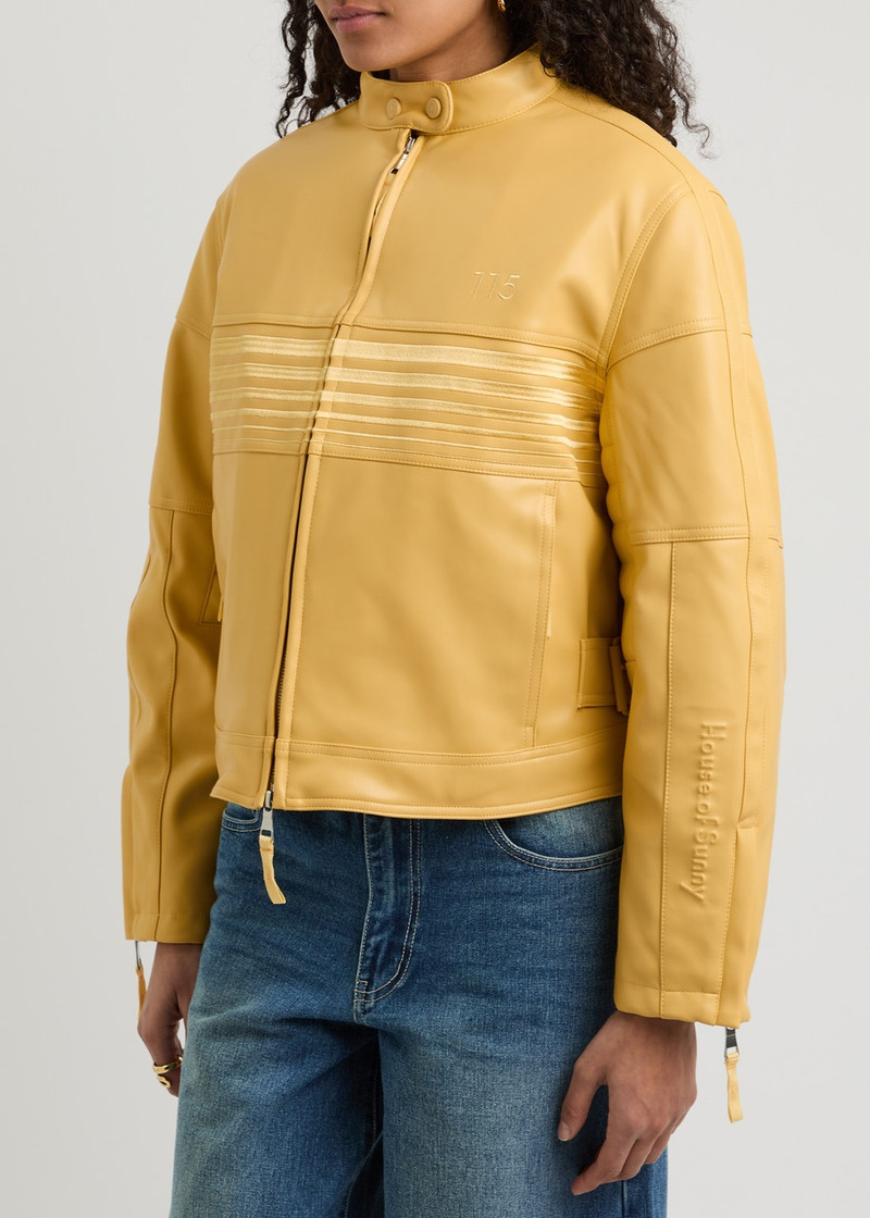 House of Sunny House OF Sunny The Racer Embroidered Faux Leather Jacket outlook