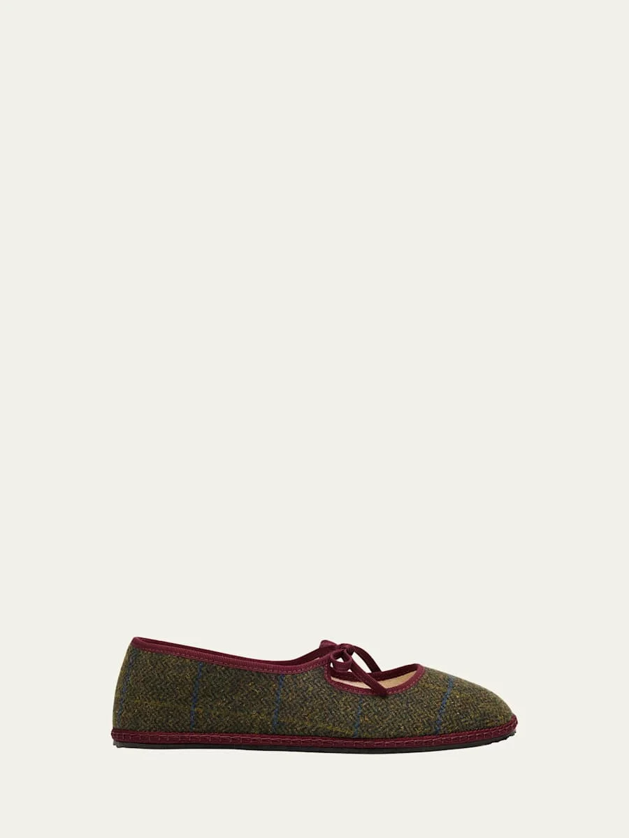 Brigitte Wool-Blend Tweed Mary Jane Flats - 1