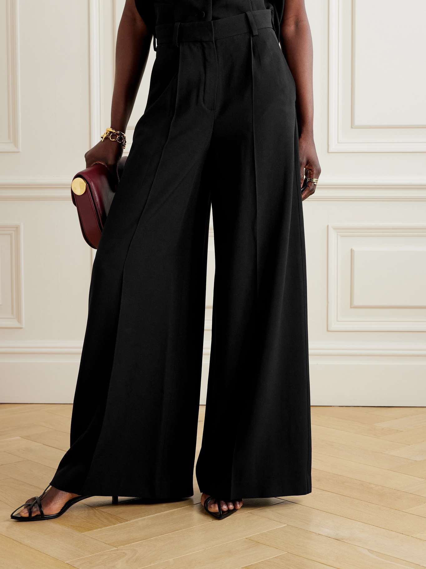 Pleated cady wide-leg pants - 3