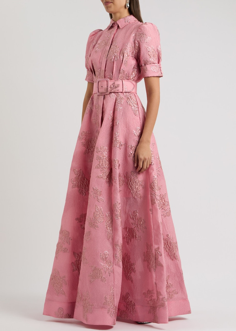 REBECCA VALLANCE Rebecca Vallance Annette Floral-jacquard Cloqué Gown outlook