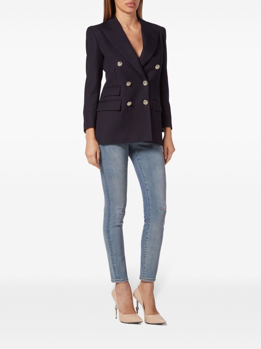 double-breasted wool blazer - 2