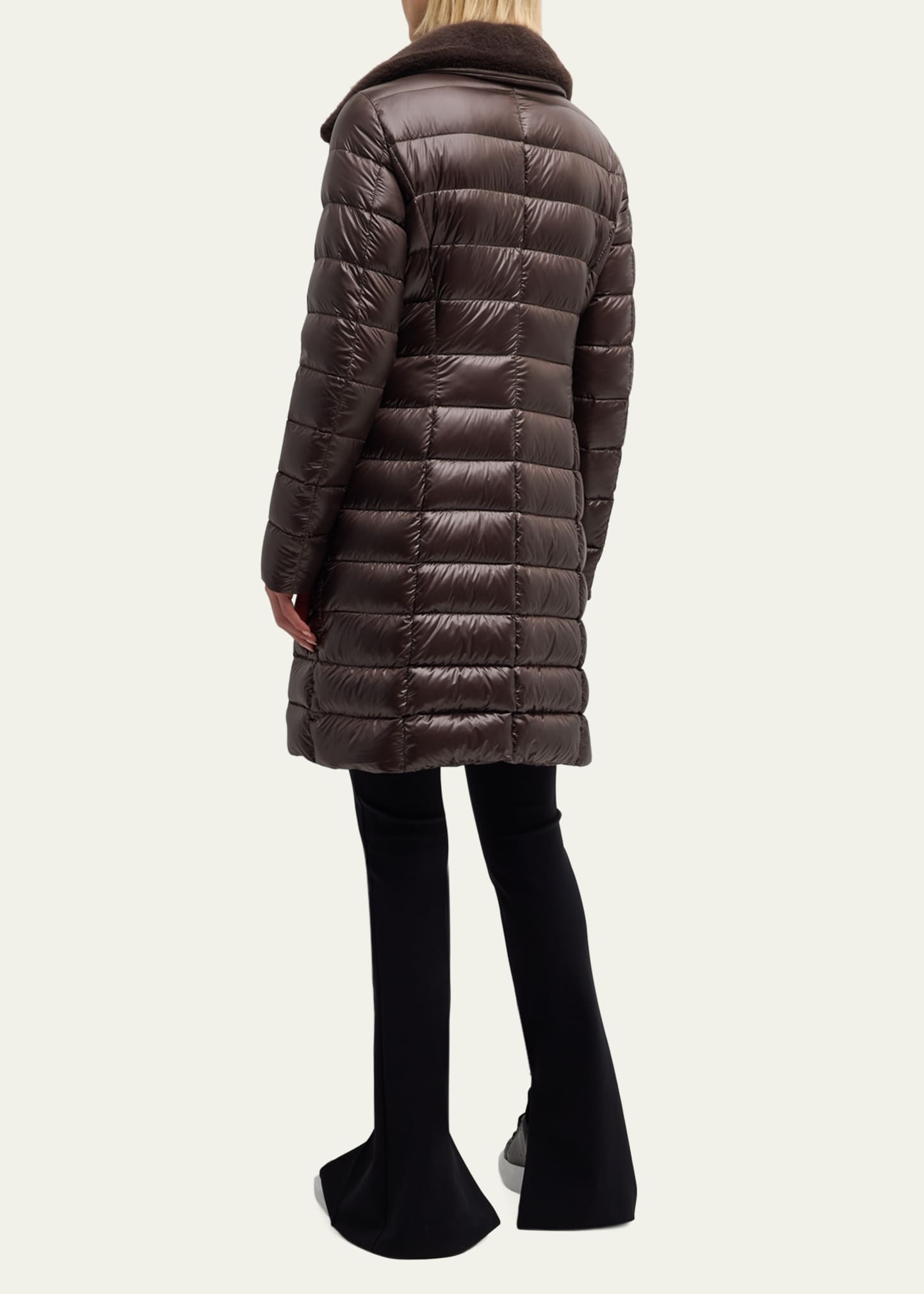 Faux Fur Ultralight Nylon Puffer Jacket - 3