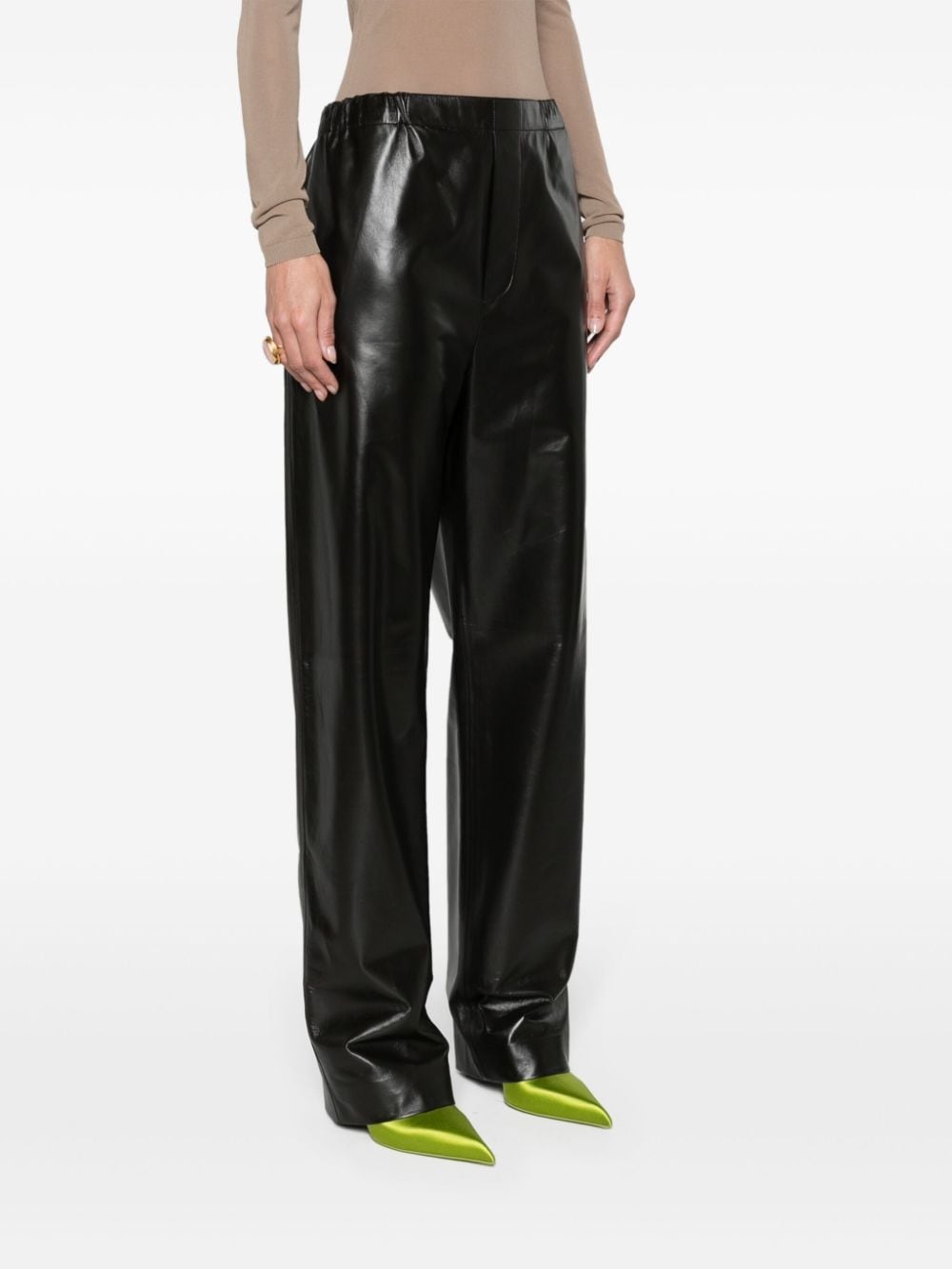 straight-leg leather trousers - 3