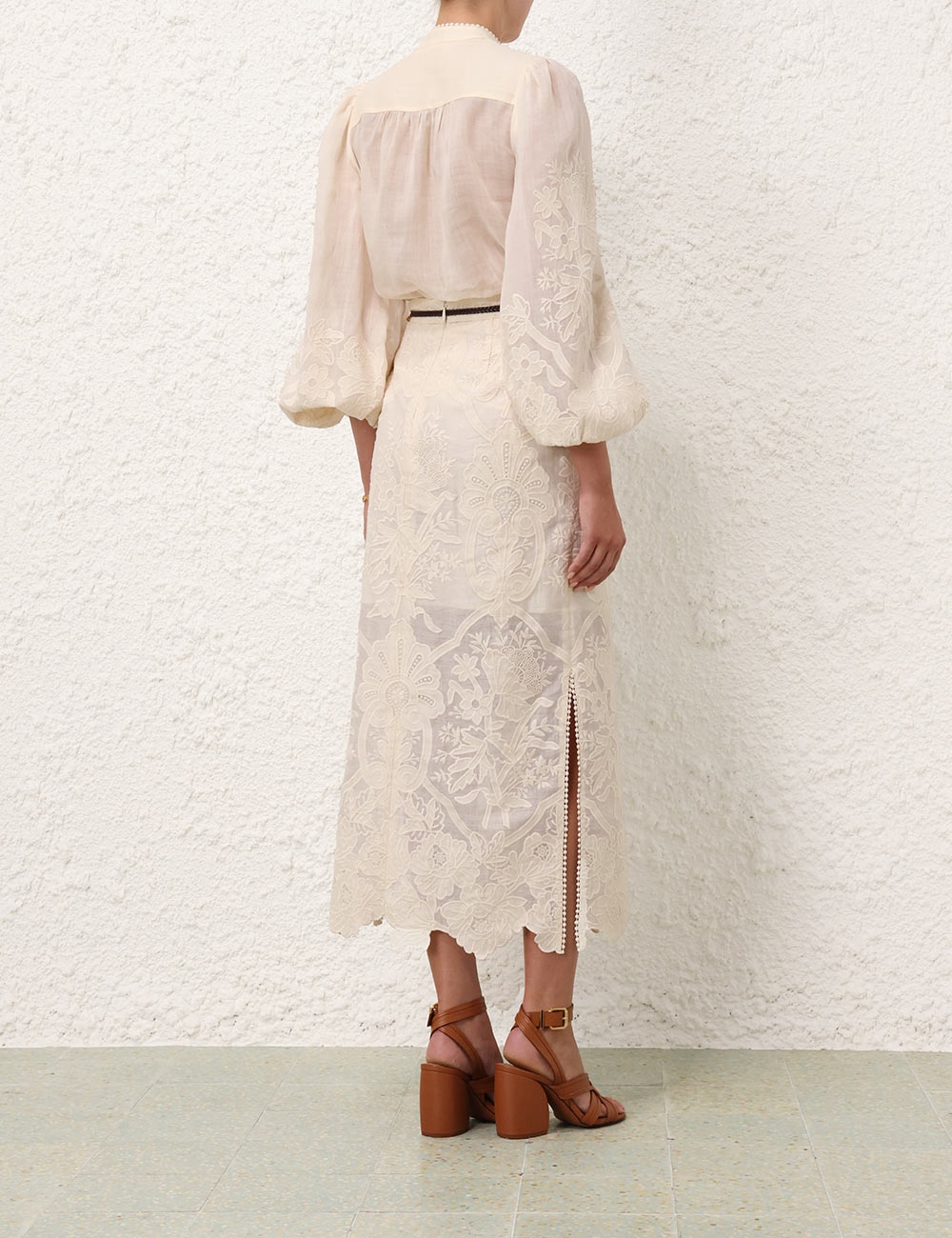 スカート ZIMMERMANN EMBROIDERED LINEN MIDI SKIRT Zimmermann OTTIE EMBROIDERED MIDI SKIRT | REVERSIBLE