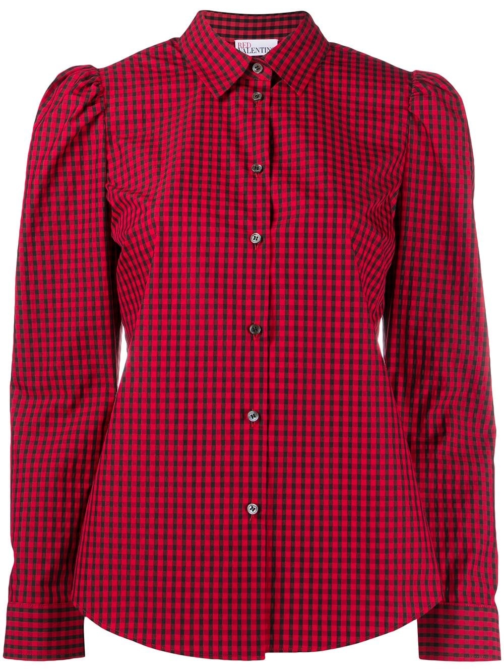 puff-shoulder gingham shirt - 1