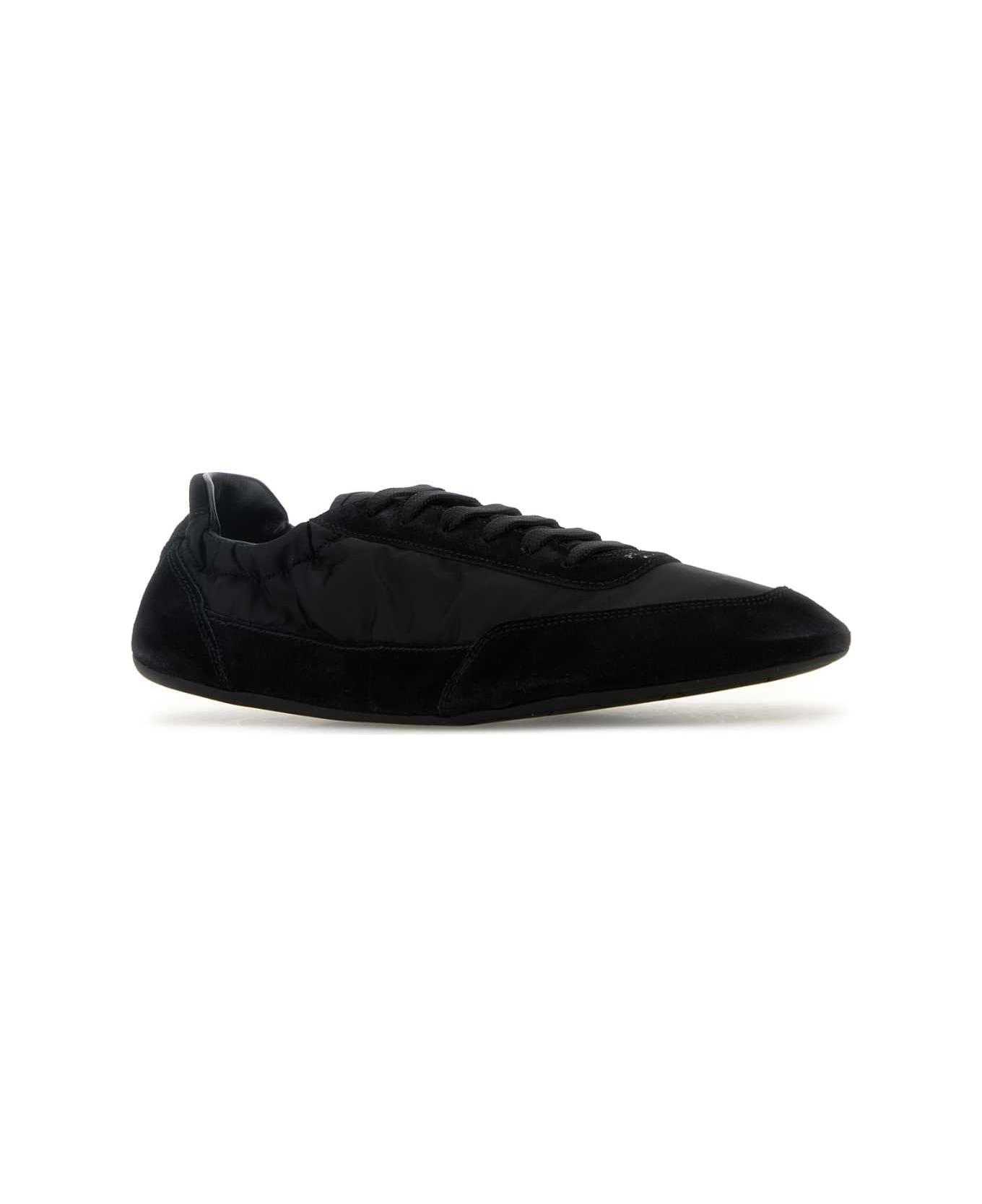 Black Re-nylon And Suede Collapse Sneakers - 2