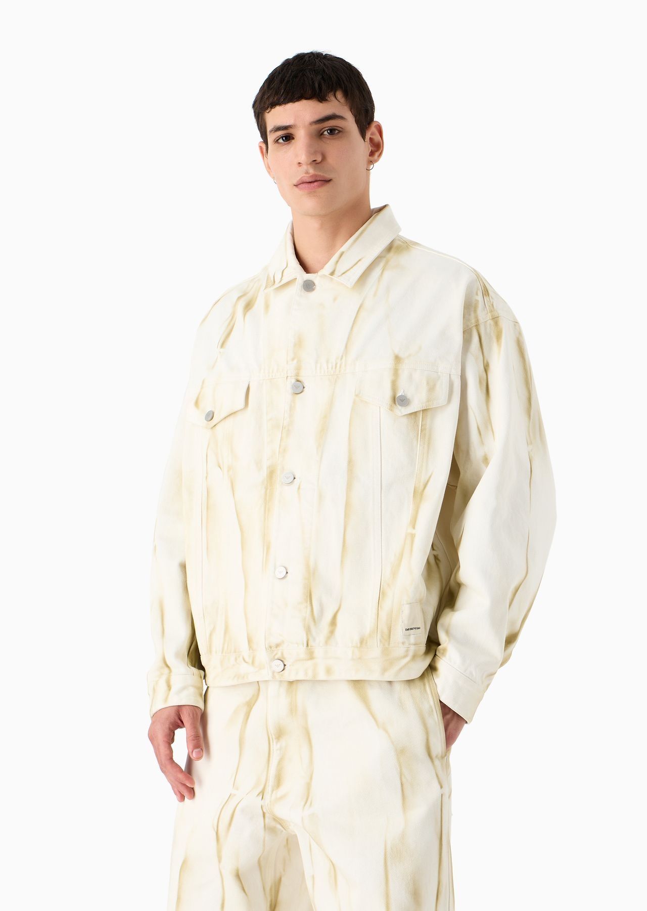 Emporio Armani Sustainability Values Capsule Collection organic drill blouson with streaks - 2