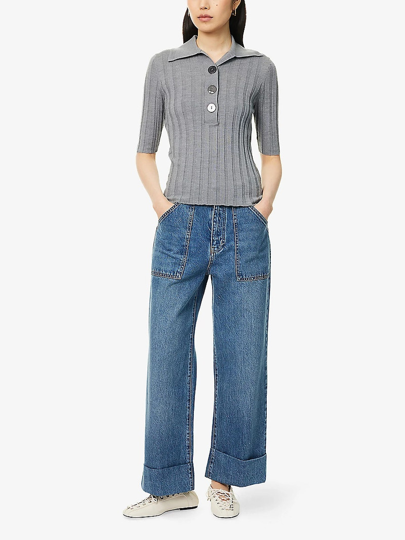 FRAME Utility Straight-Leg Cotton-Blend Jeans outlook
