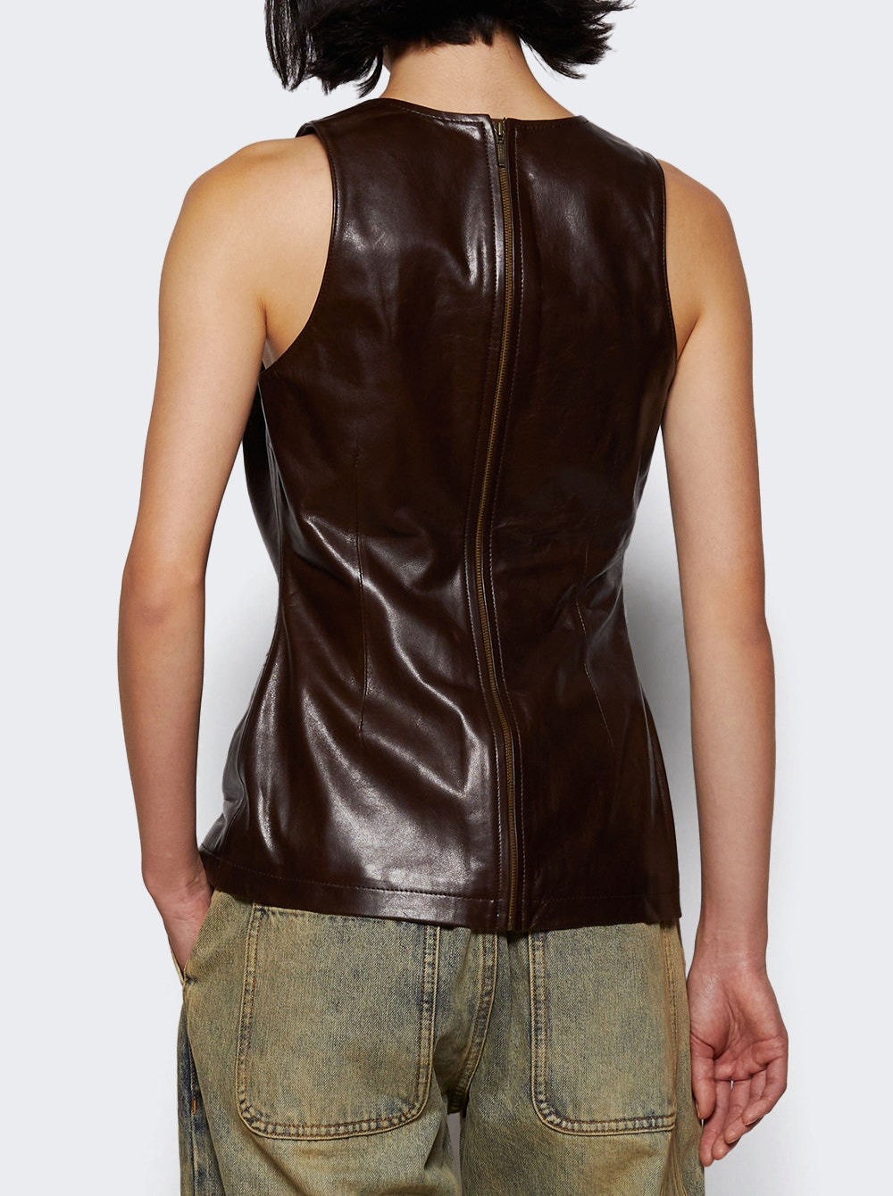 Leather Tank Dark Brown - 4