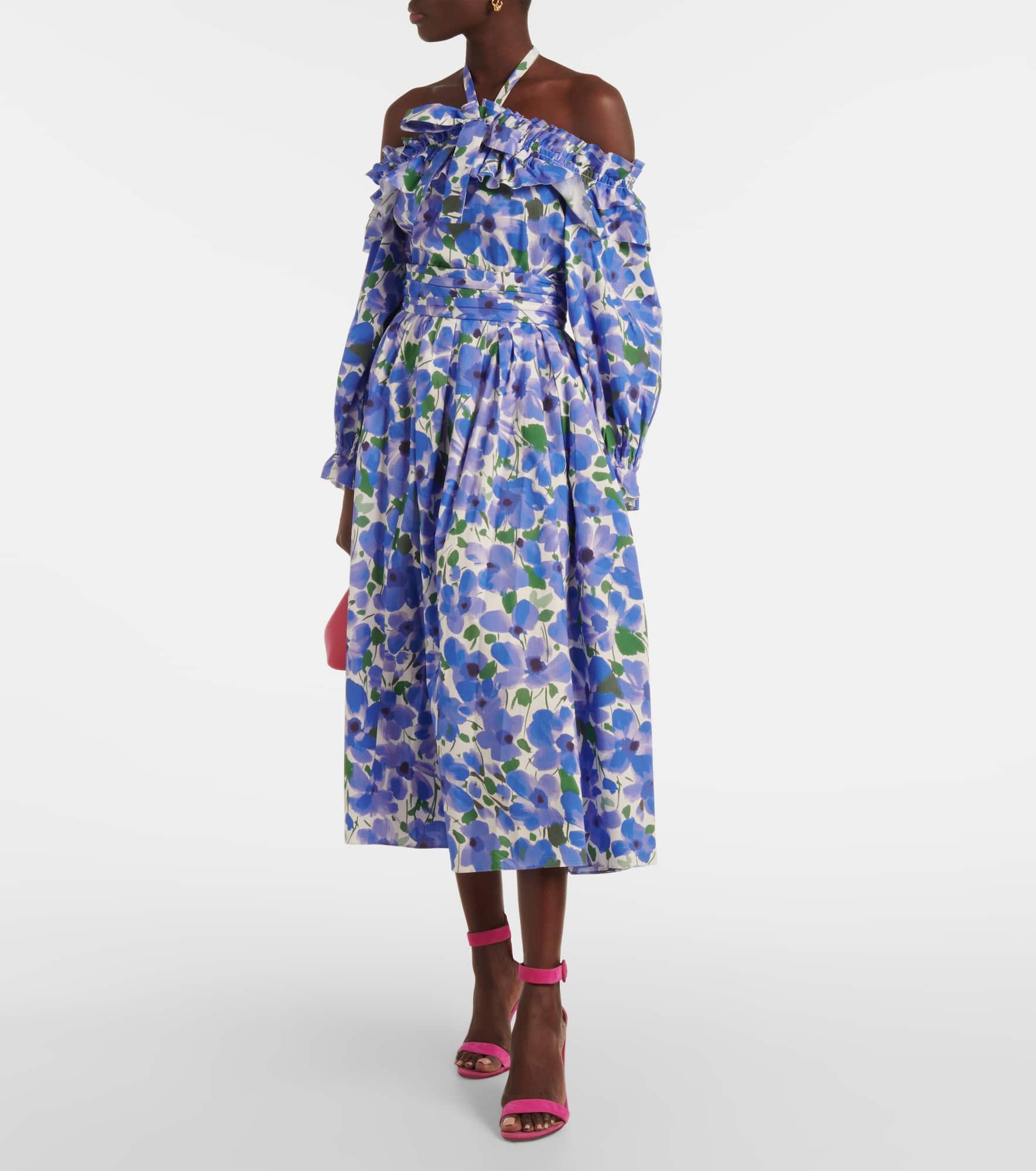 Floral cotton-blend midi skirt - 2