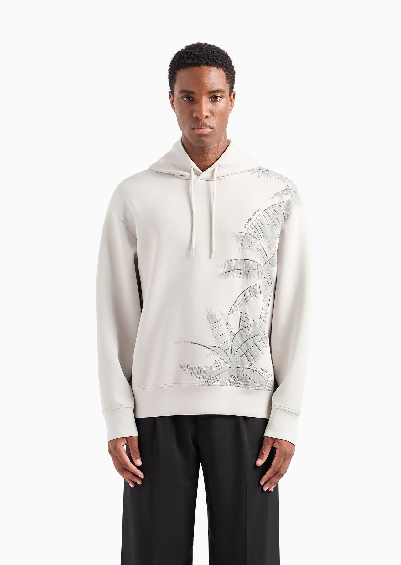 Double-jersey hooded sweatshirt with a palm-tree embroidery and print - 2