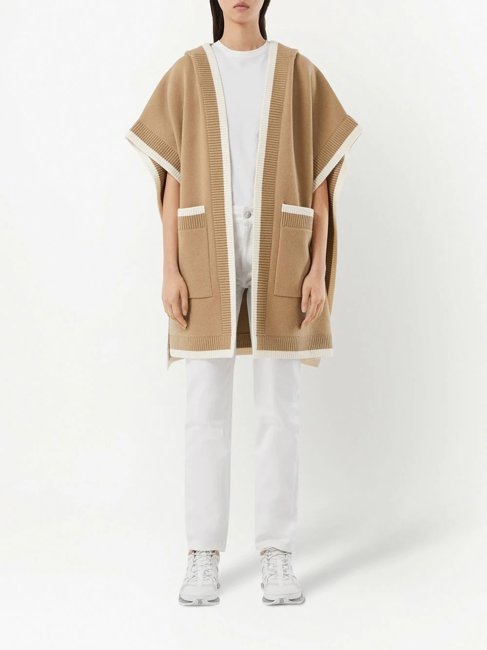 two-tone hooded cape - 2