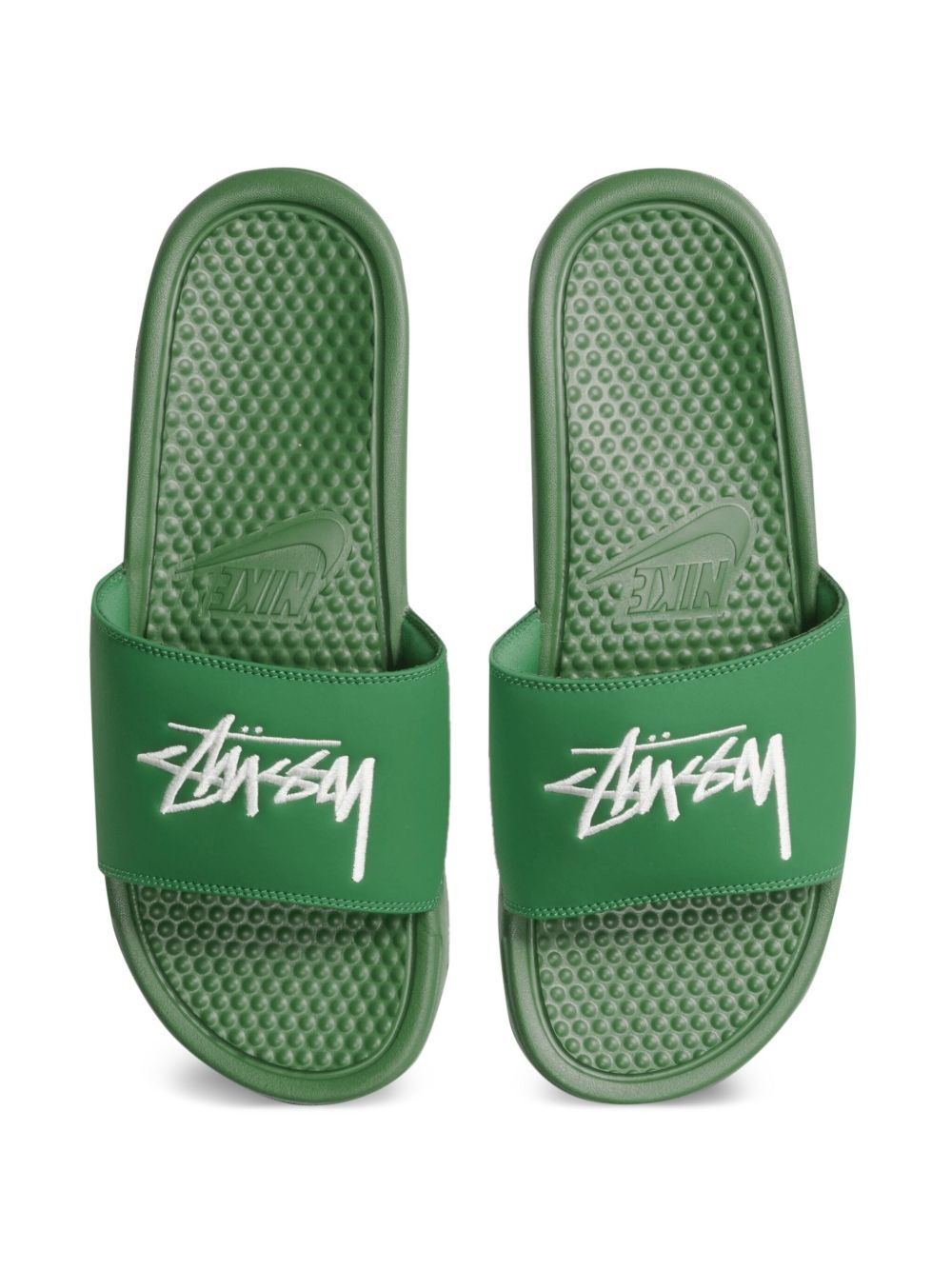Benassi "Pine Green/Sail" slides - 2