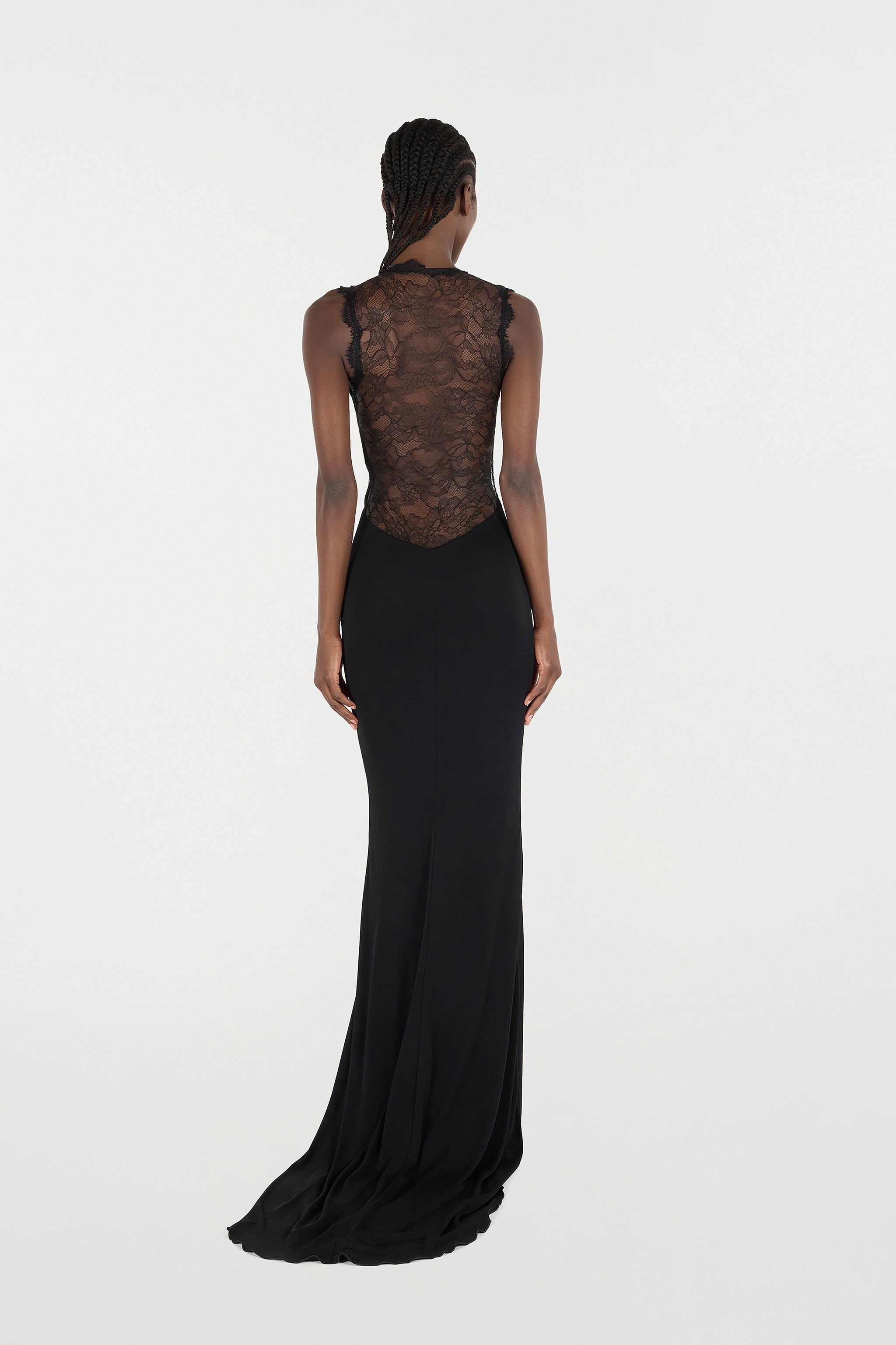 Extra Long Dress with Lace - 4
