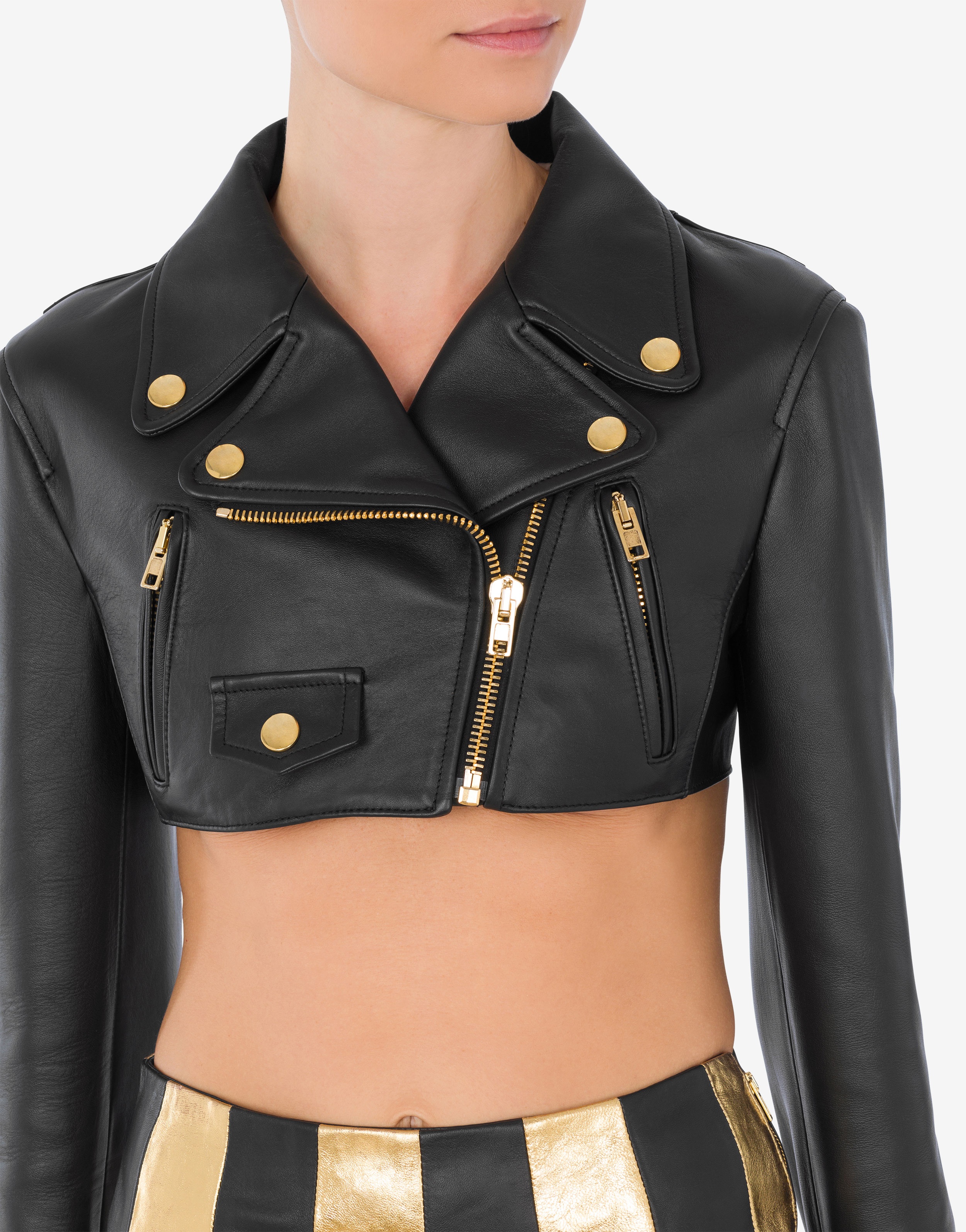 NAPPA LEATHER CROPPED BIKER JACKET - 4