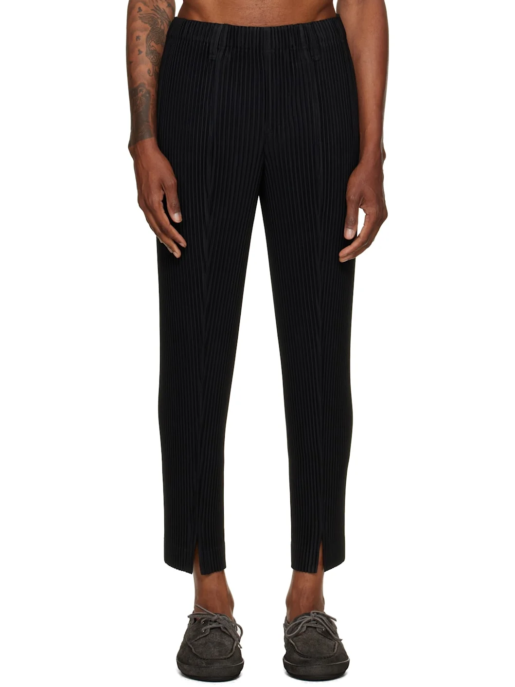 Black Tailored Pleats 1 Trousers - 1