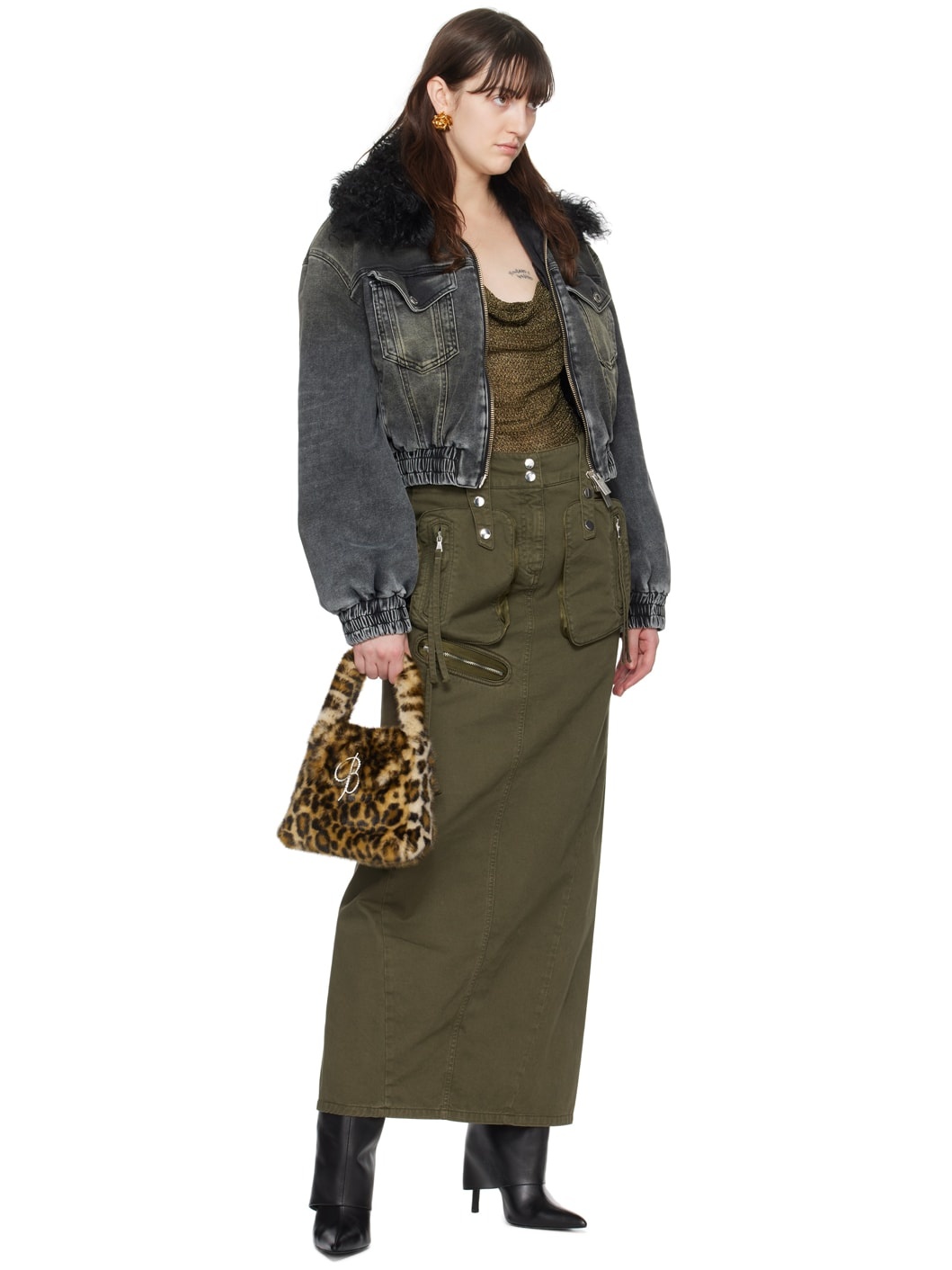 Green Embroidered Maxi Skirt - 4