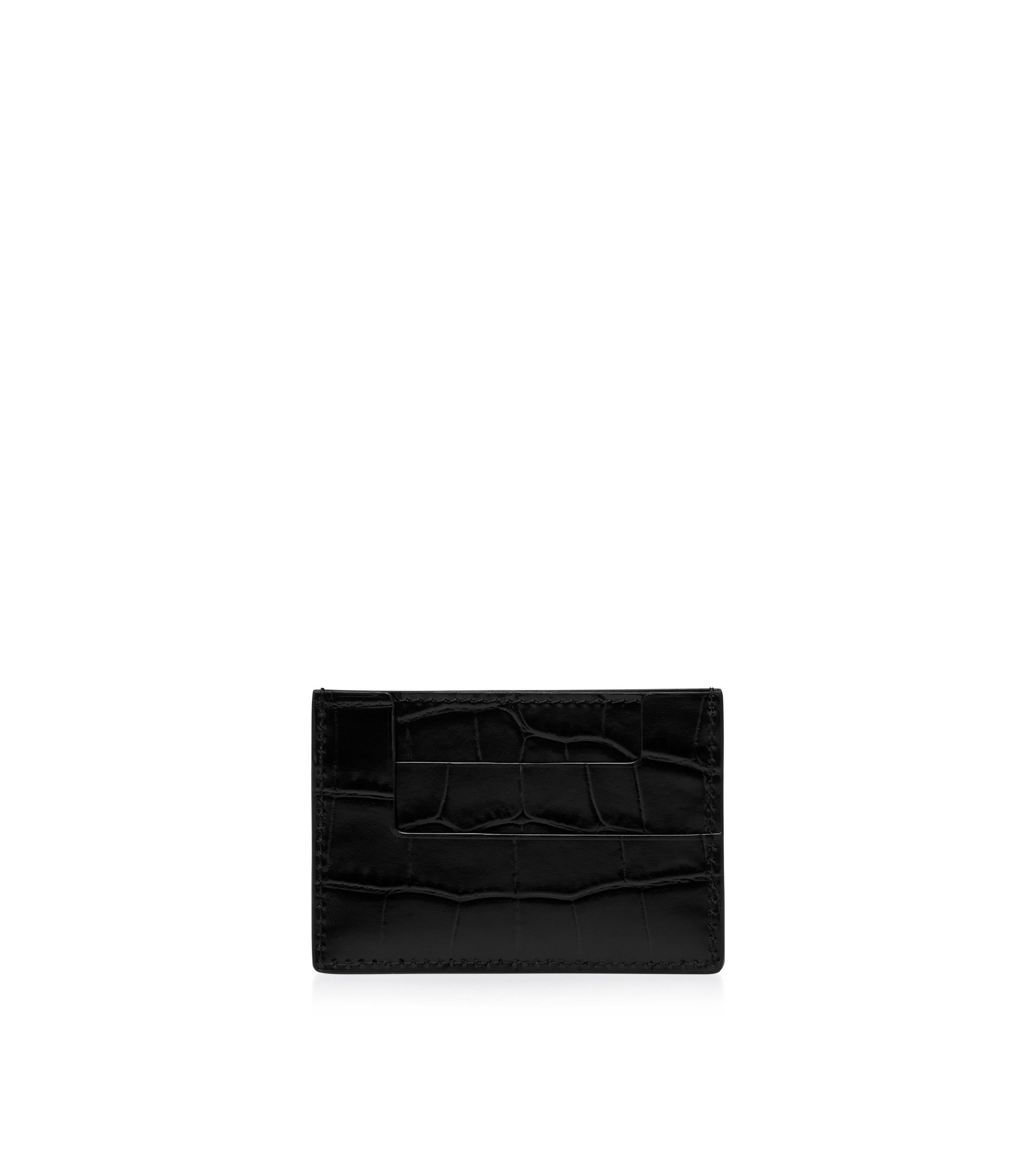 SHINY STAMPED CROCODILE LEATHER CLASSIC TF CARD HOLDER - 2