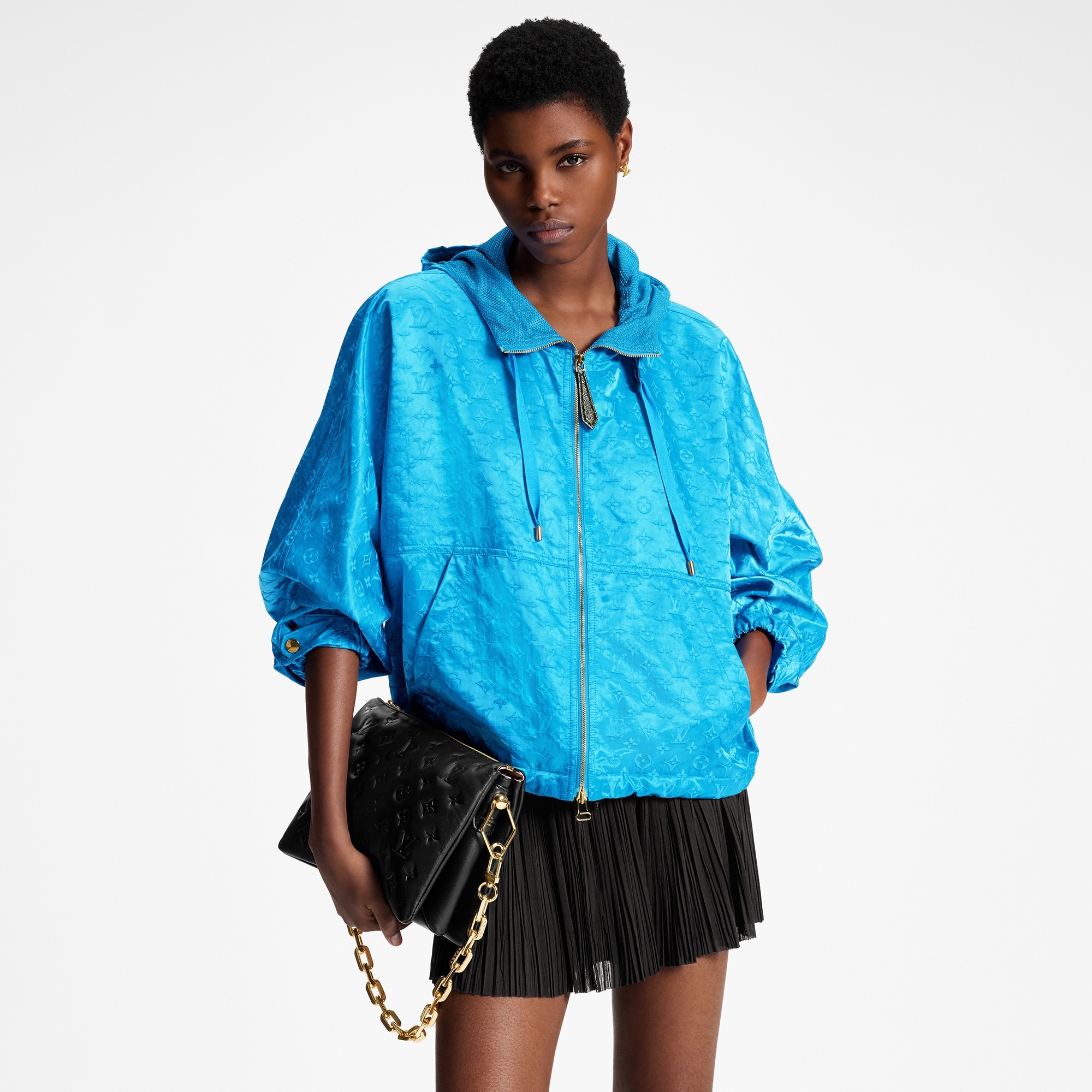 Shiny Monogram Short Parka - 4