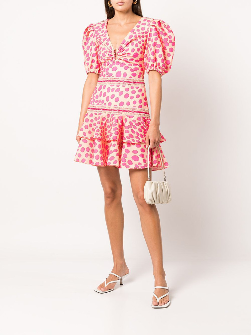 PatBO polka-dot lace-trim mini dress outlook