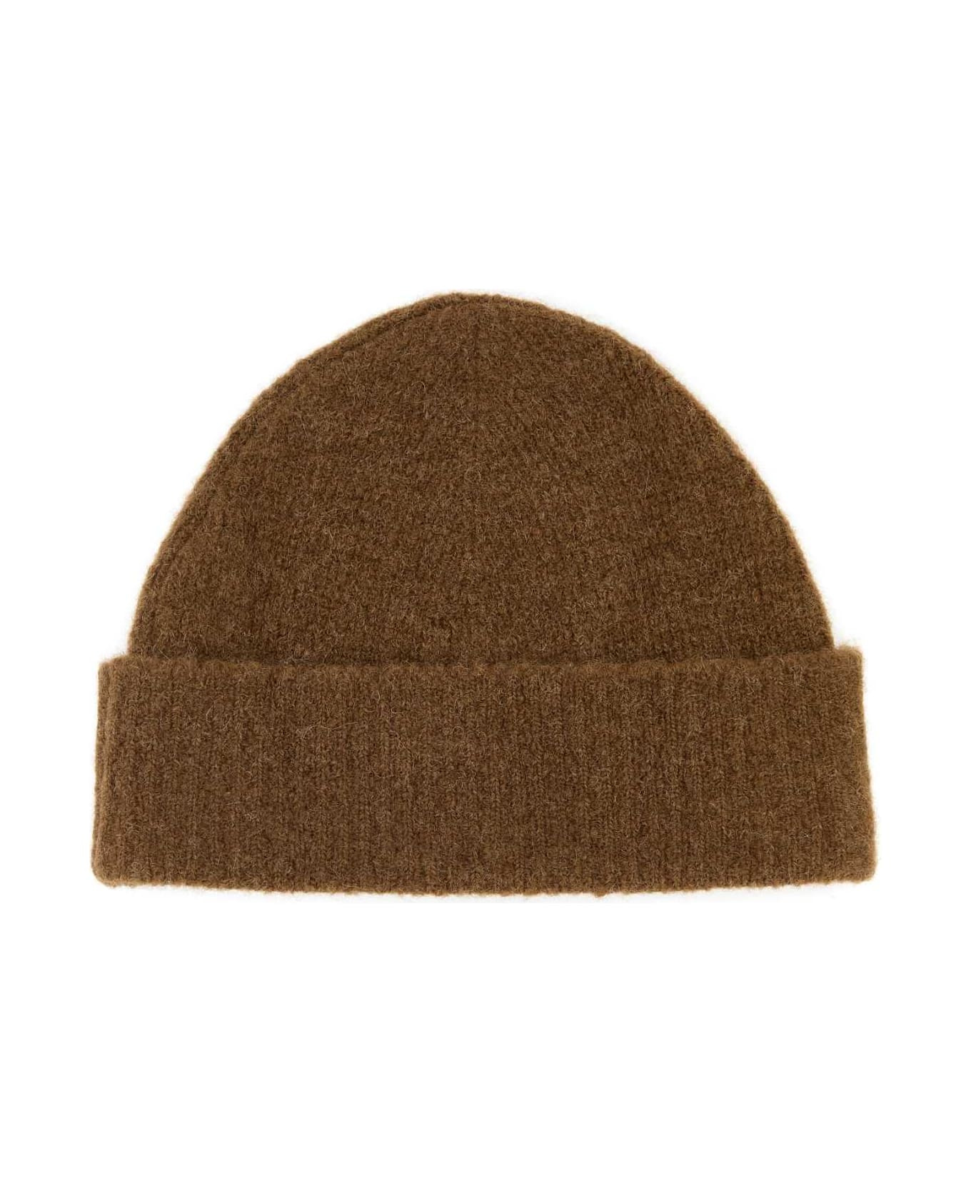 Brown Stretch Alpaca Blend Beanie - 2