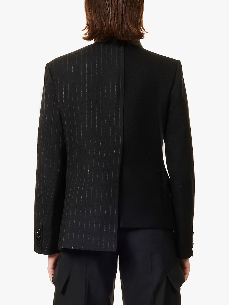 Notched lapels asymmetric hem wool jacket - 4