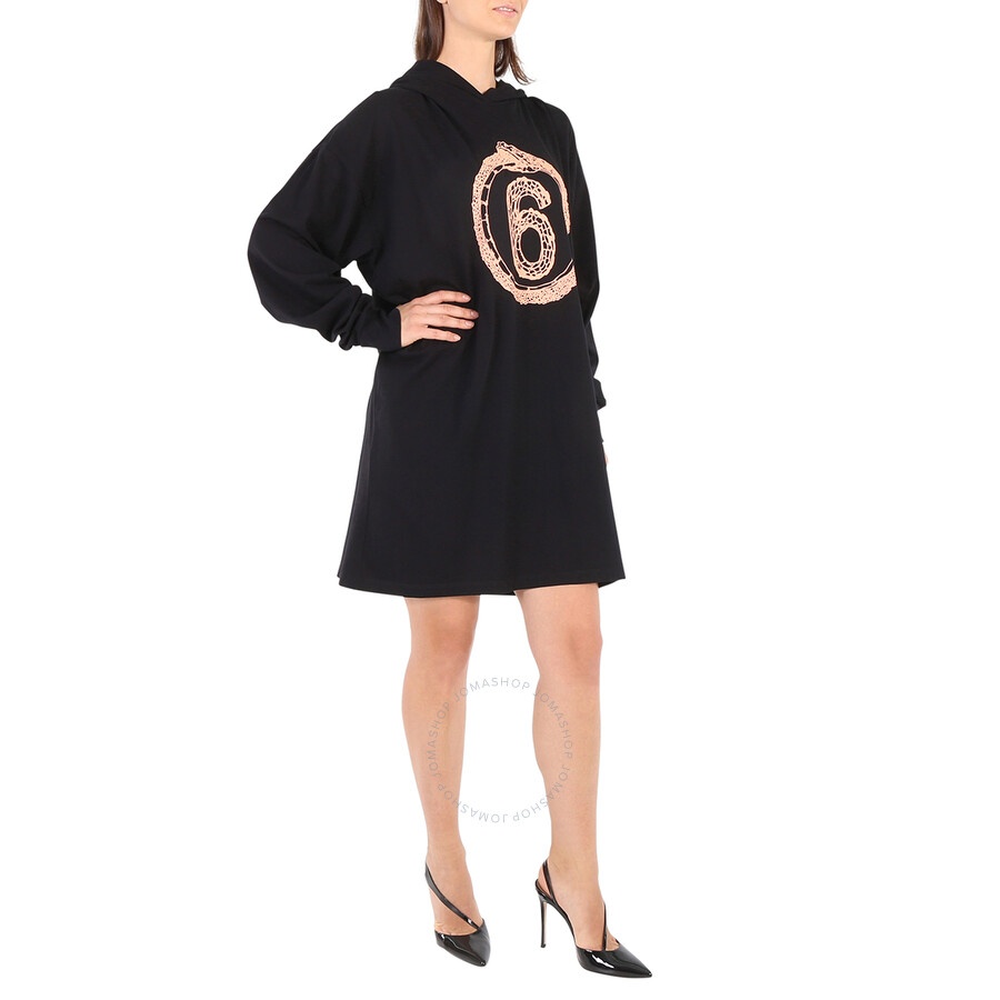 Mm6 Ladies Black Snake Logo-Print Shirt Dress - 4