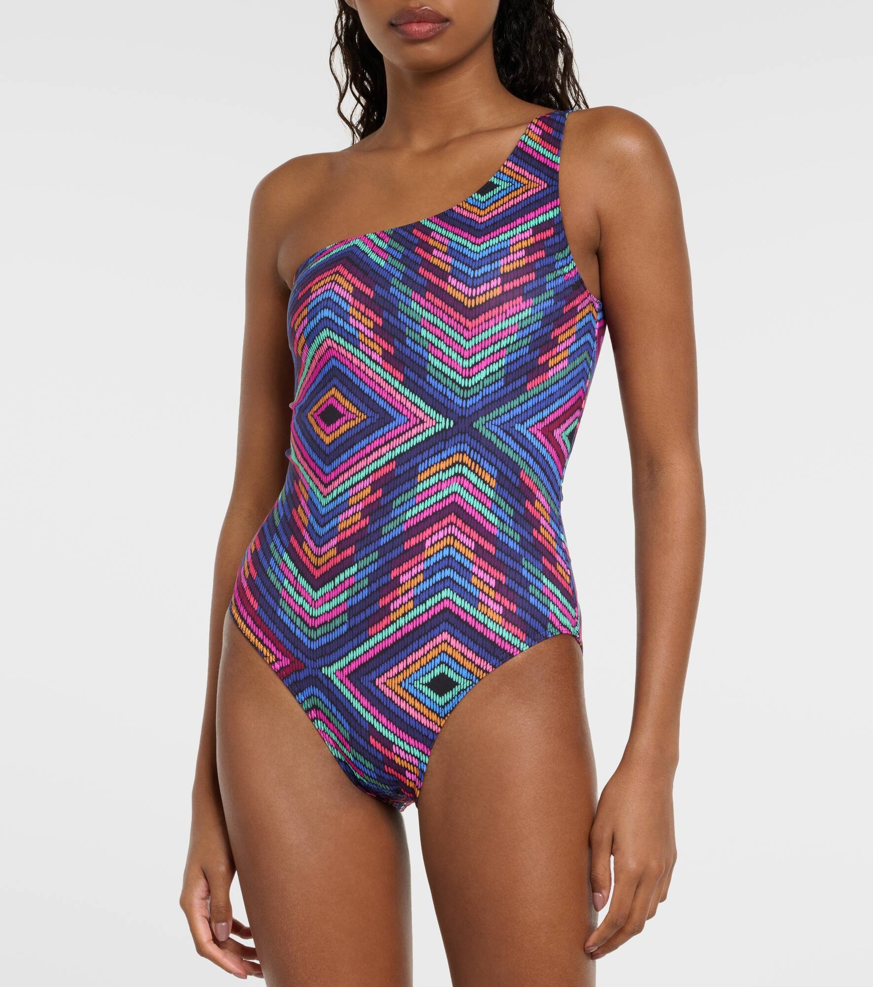 Multicolor one-shoulder swimsuit - 2