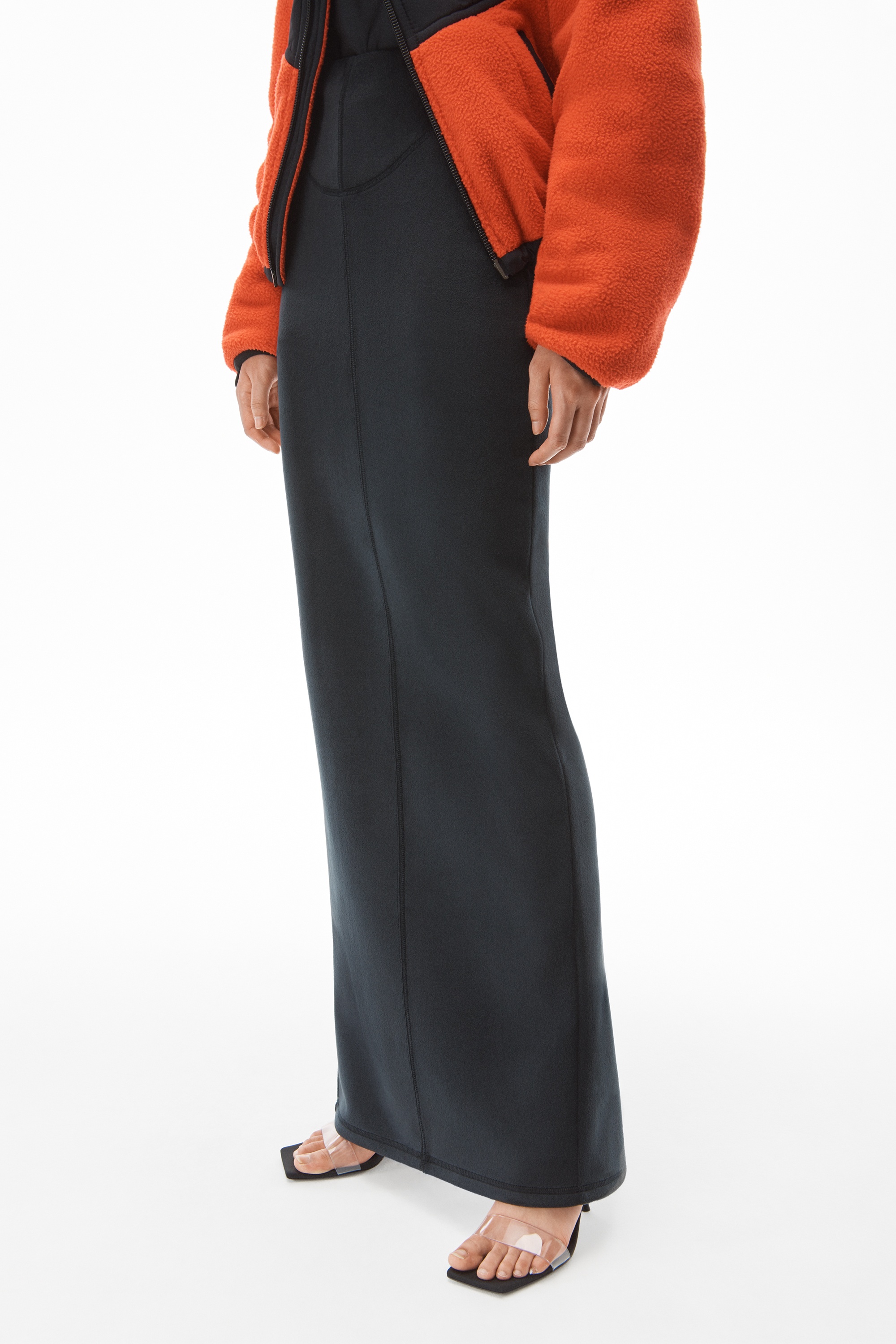 COLUMN SKIRT IN STRETCH VELOUR PONTE - 3