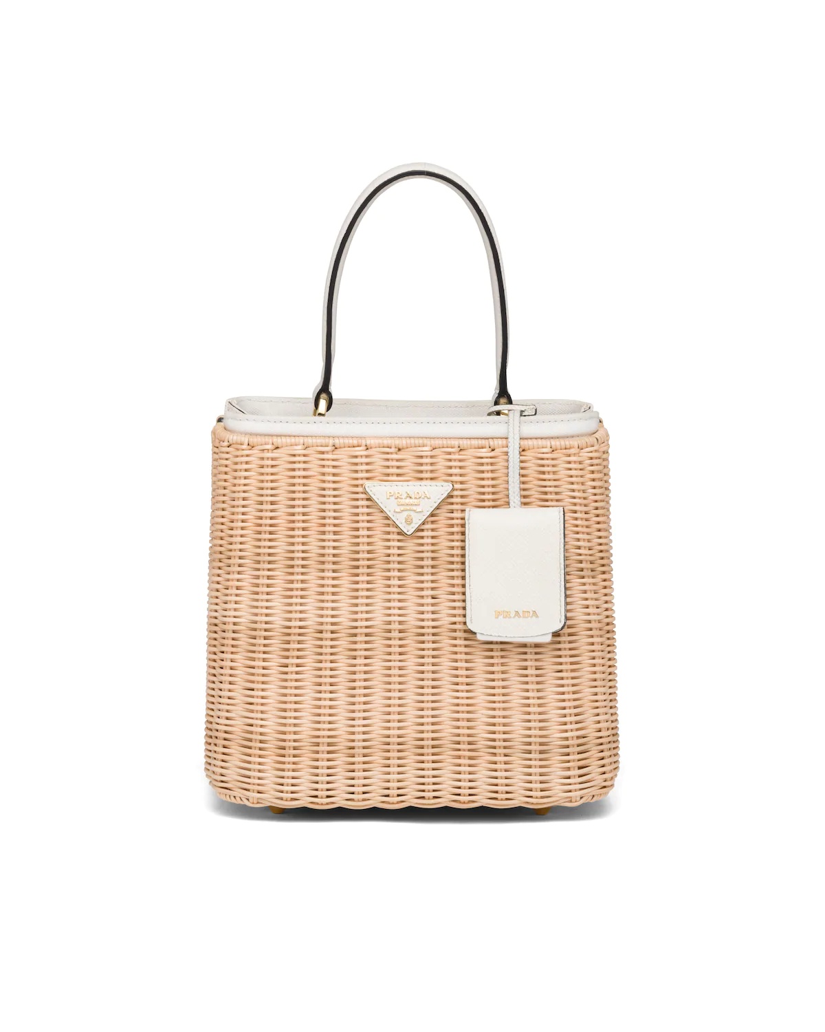 Wicker and Canvas Handbag - 1